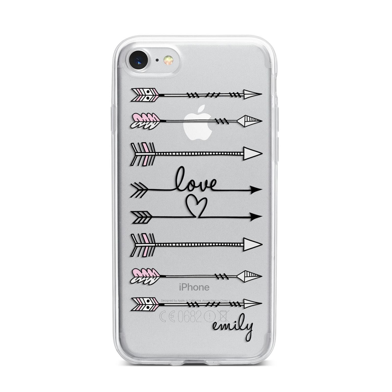 Personalised Valentine Name Clear Transparent iPhone 7 Bumper Case on Silver iPhone