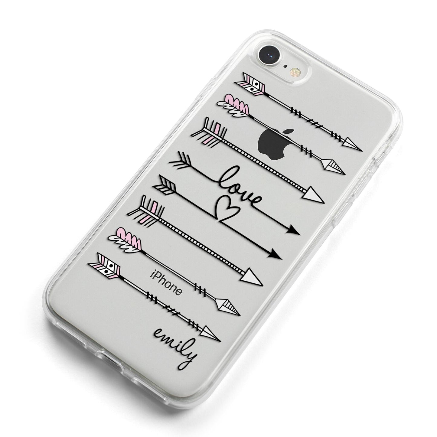 Personalised Valentine Name Clear Transparent iPhone 8 Bumper Case on Silver iPhone Alternative Image