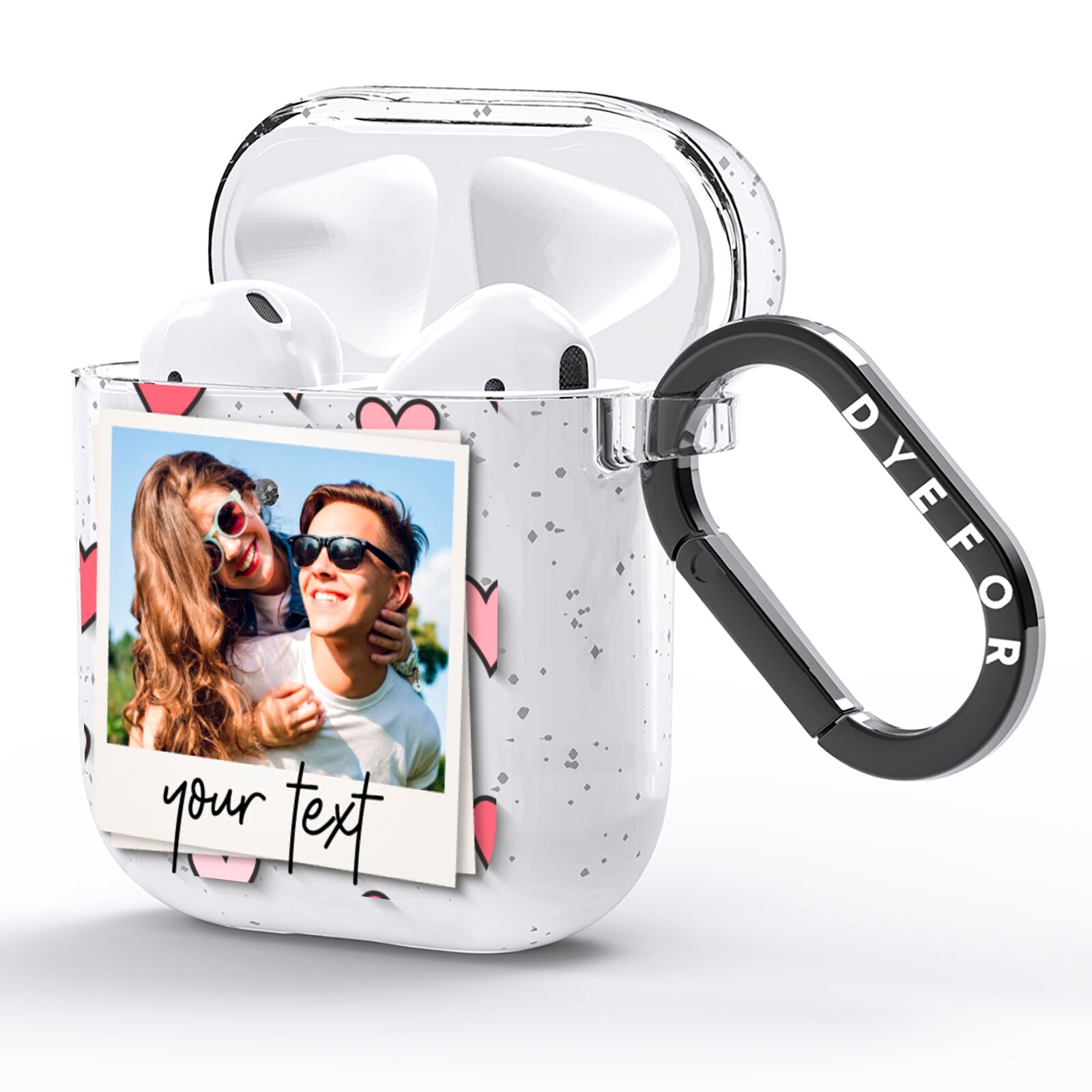 Personalised Valentine s Day Photo AirPods Glitter Case Side Image