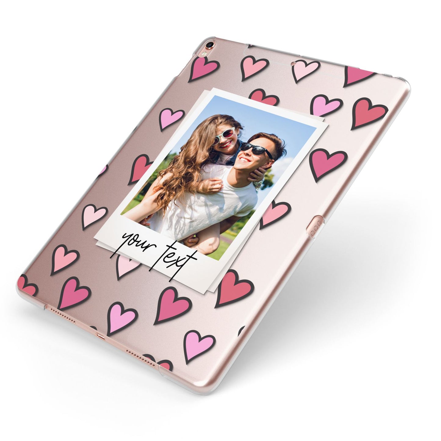 Personalised Valentine s Day Photo Apple iPad Case on Rose Gold iPad Side View