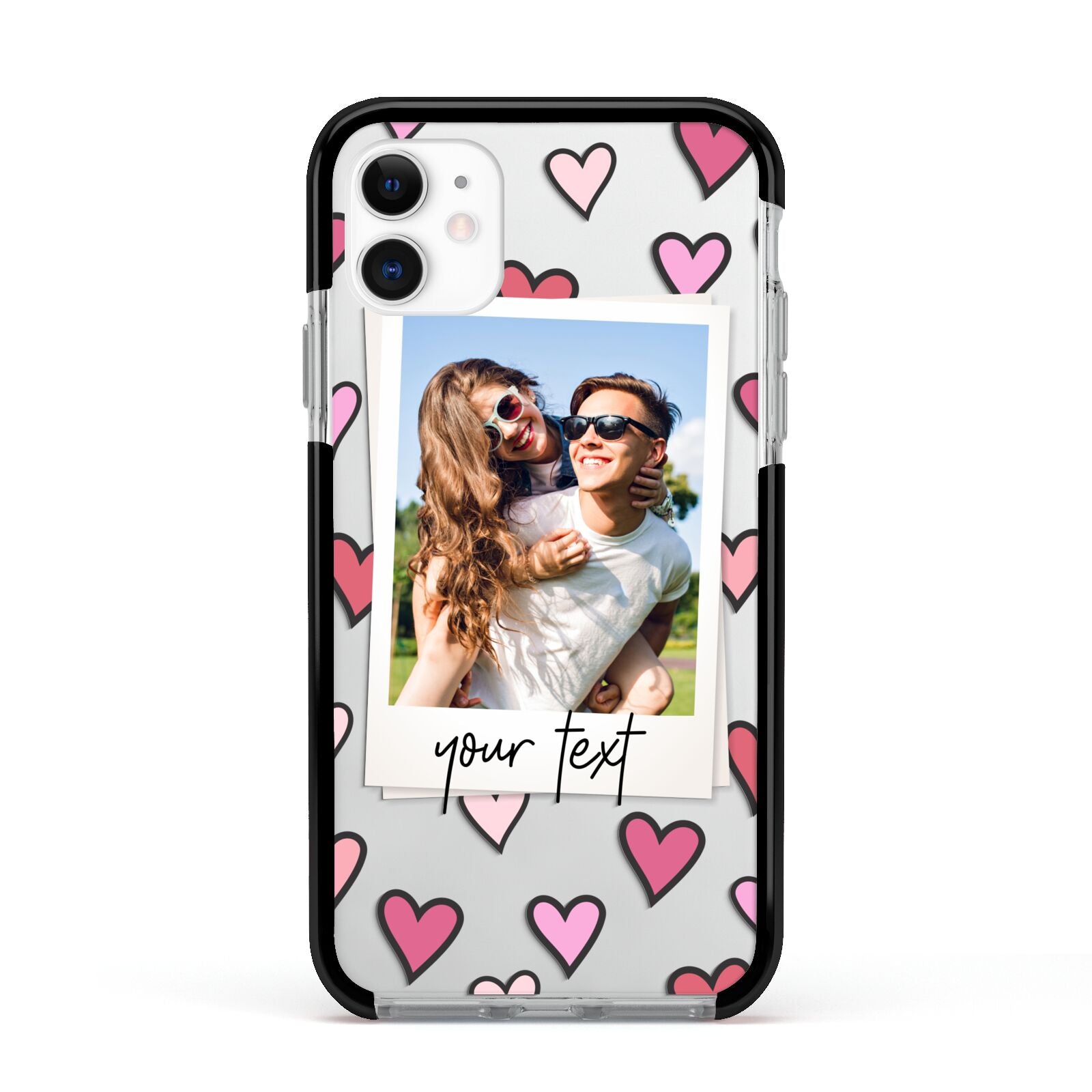Personalised Valentine s Day Photo Apple iPhone 11 in White with Black Impact Case
