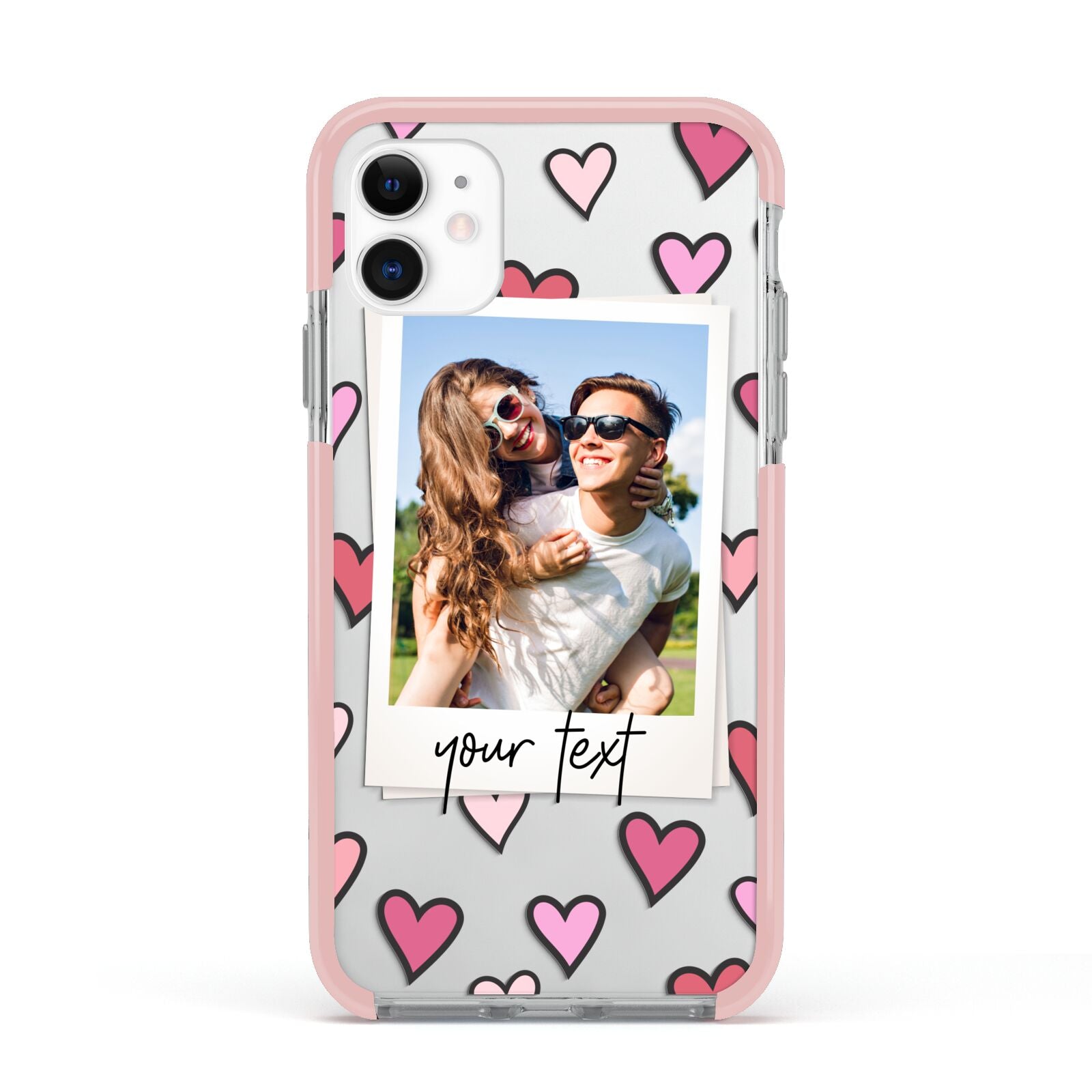 Personalised Valentine s Day Photo Apple iPhone 11 in White with Pink Impact Case