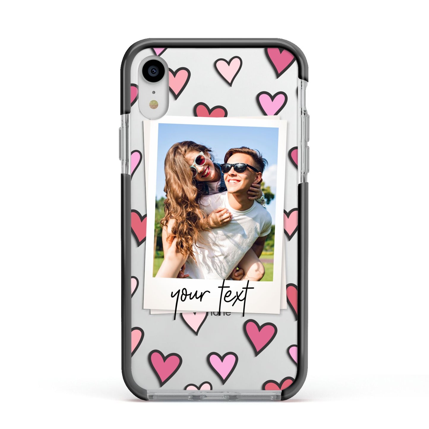 Personalised Valentine s Day Photo Apple iPhone XR Impact Case Black Edge on Silver Phone
