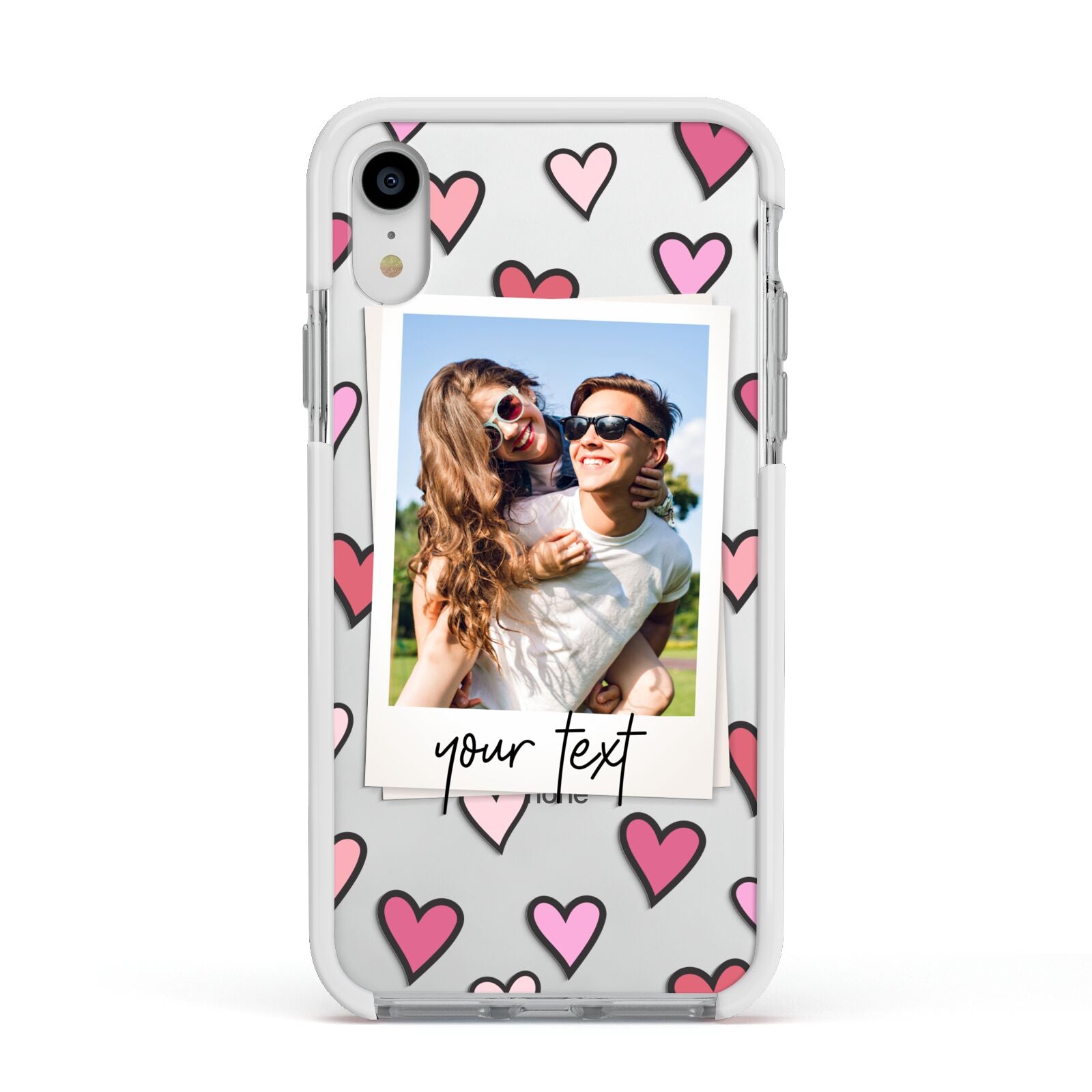 Personalised Valentine s Day Photo Apple iPhone XR Impact Case White Edge on Silver Phone