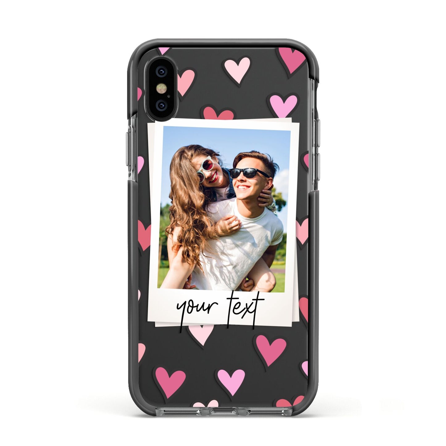 Personalised Valentine s Day Photo Apple iPhone Xs Impact Case Black Edge on Black Phone
