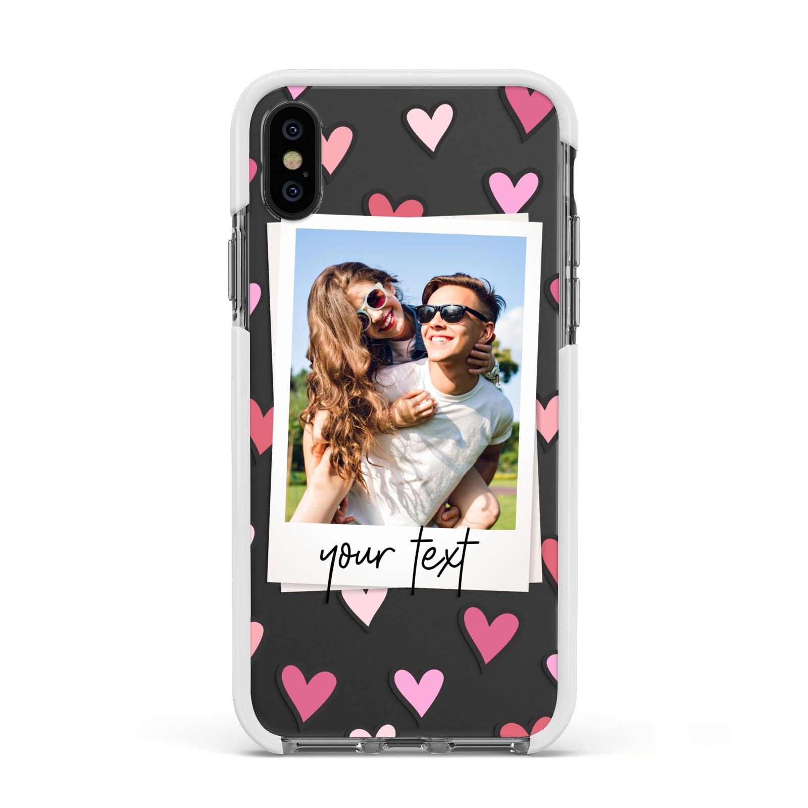 Personalised Valentine s Day Photo Apple iPhone Xs Impact Case White Edge on Black Phone