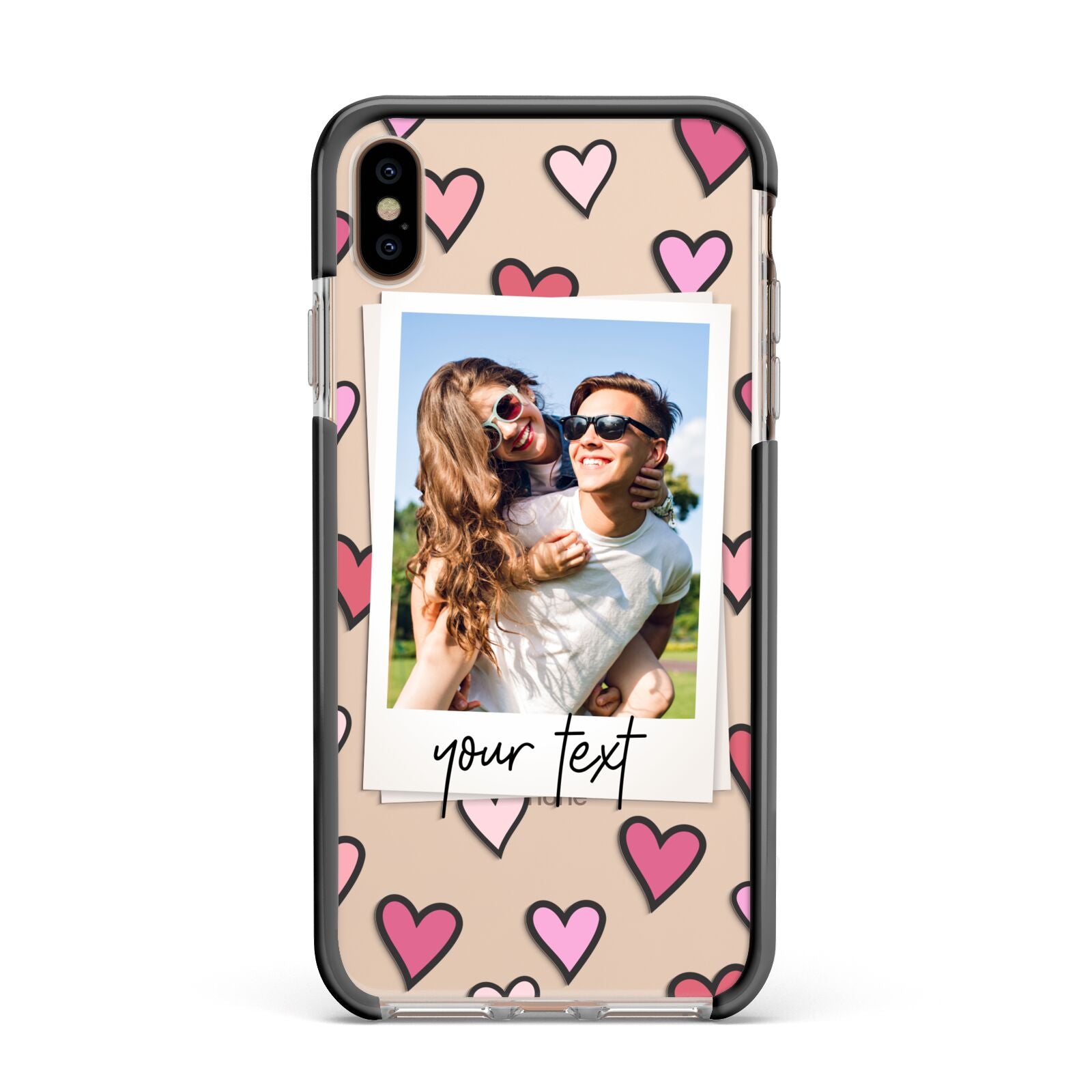 Personalised Valentine s Day Photo Apple iPhone Xs Max Impact Case Black Edge on Gold Phone