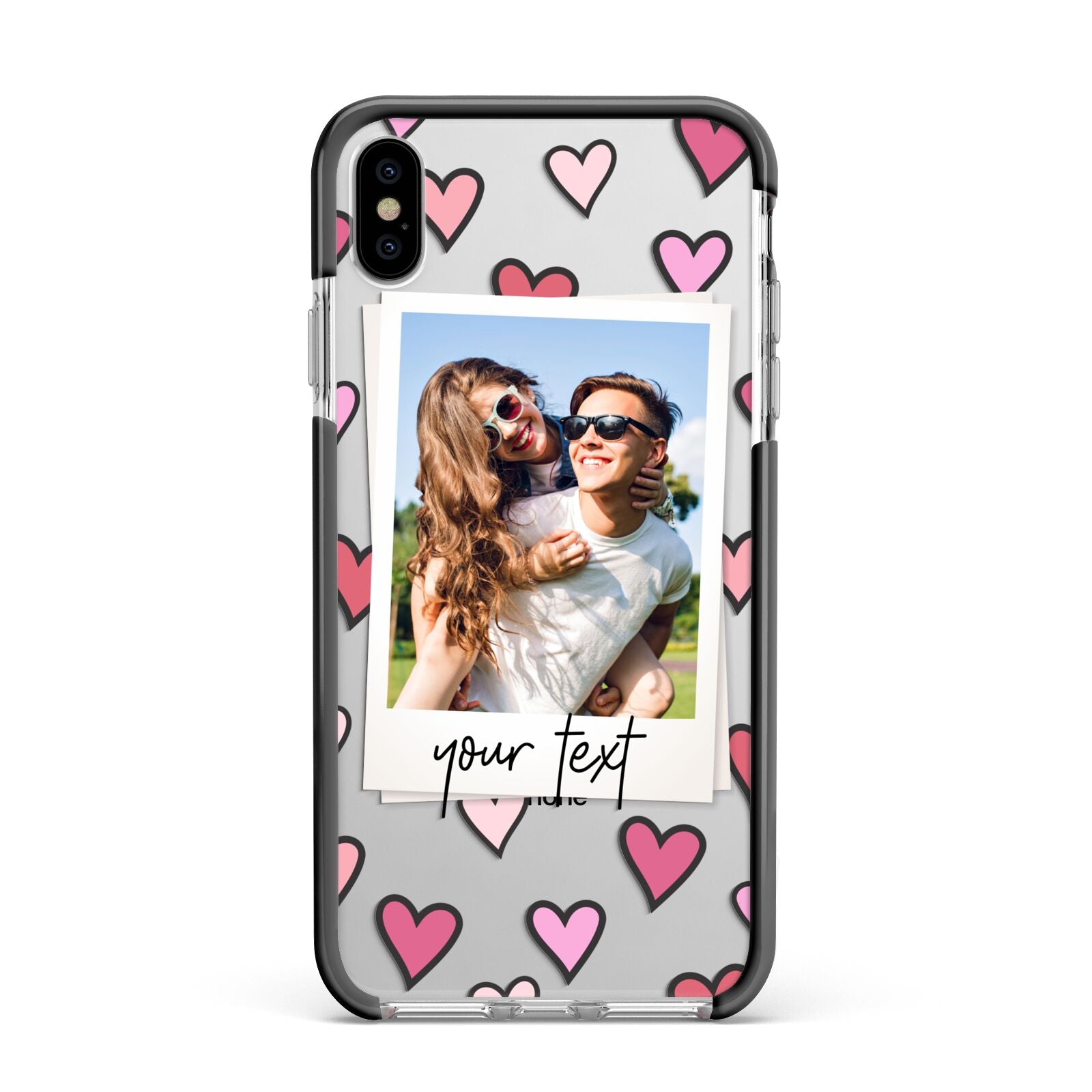 Personalised Valentine s Day Photo Apple iPhone Xs Max Impact Case Black Edge on Silver Phone