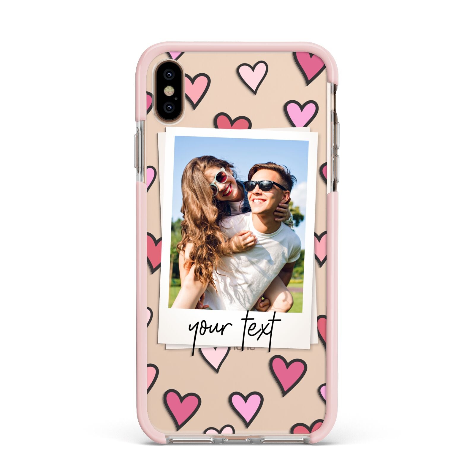 Personalised Valentine s Day Photo Apple iPhone Xs Max Impact Case Pink Edge on Gold Phone