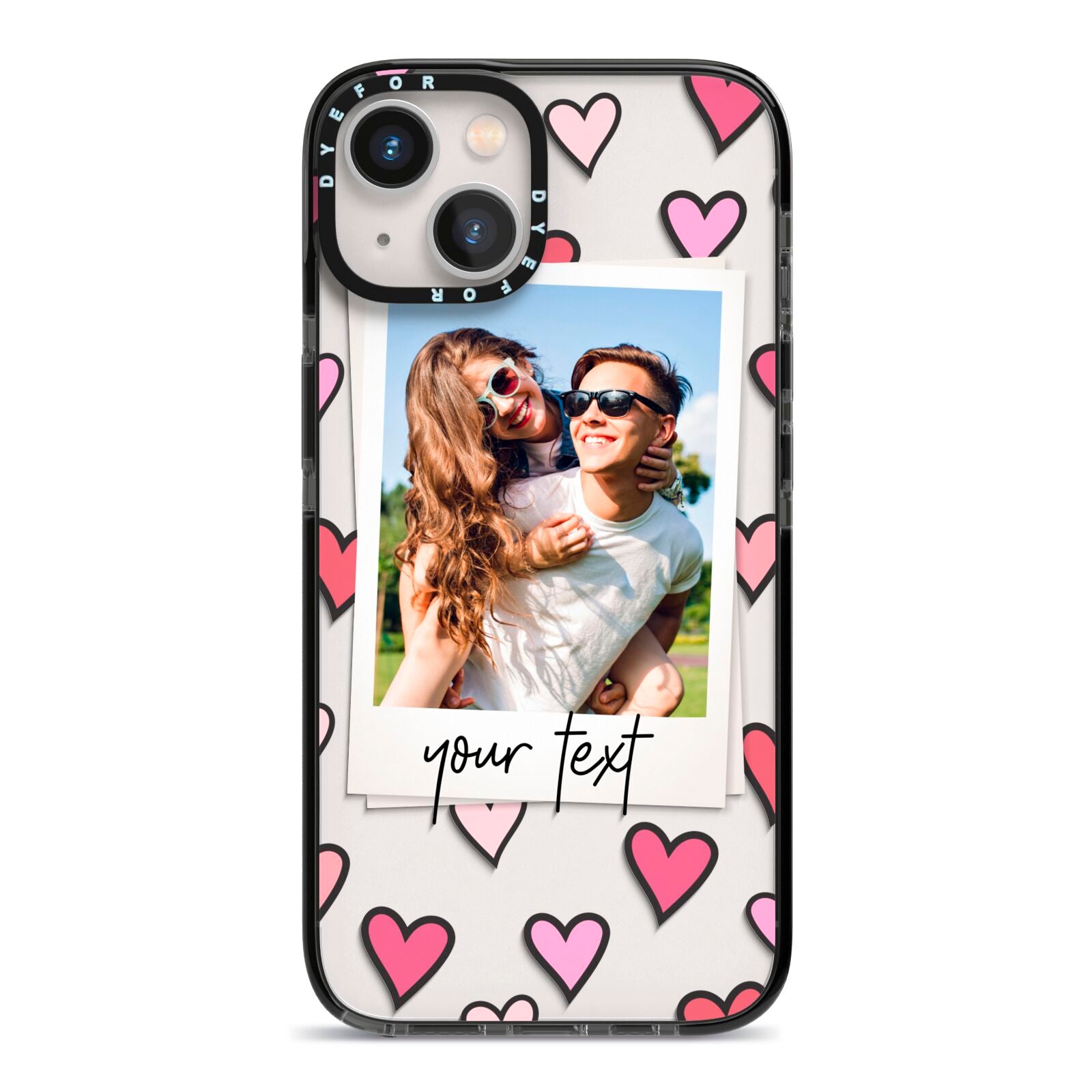 Personalised Valentine s Day Photo iPhone 13 Black Impact Case on Silver phone