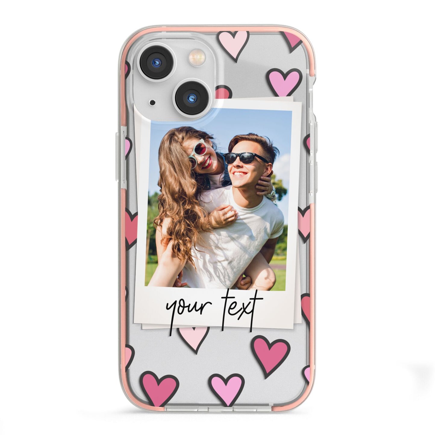 Personalised Valentine s Day Photo iPhone 13 Mini TPU Impact Case with Pink Edges