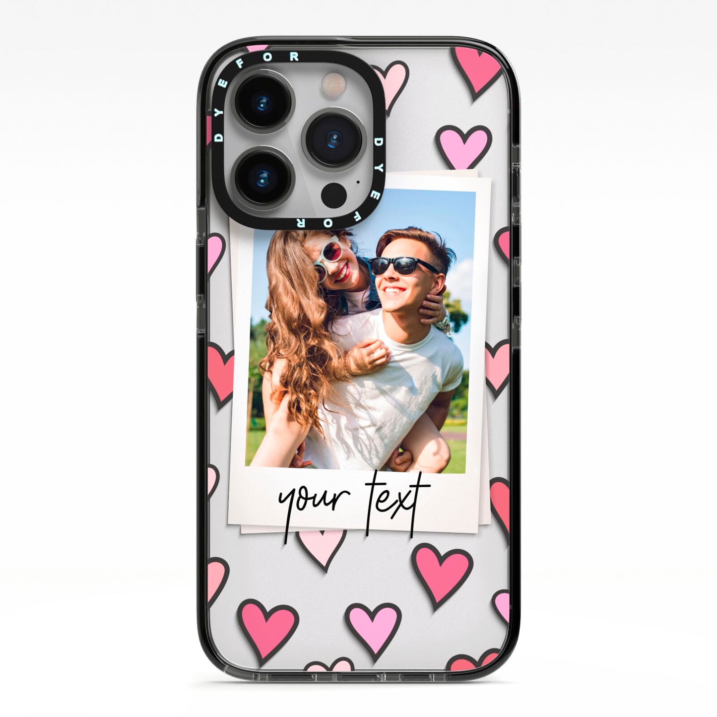Personalised Valentine s Day Photo iPhone 13 Pro Black Impact Case on Silver phone