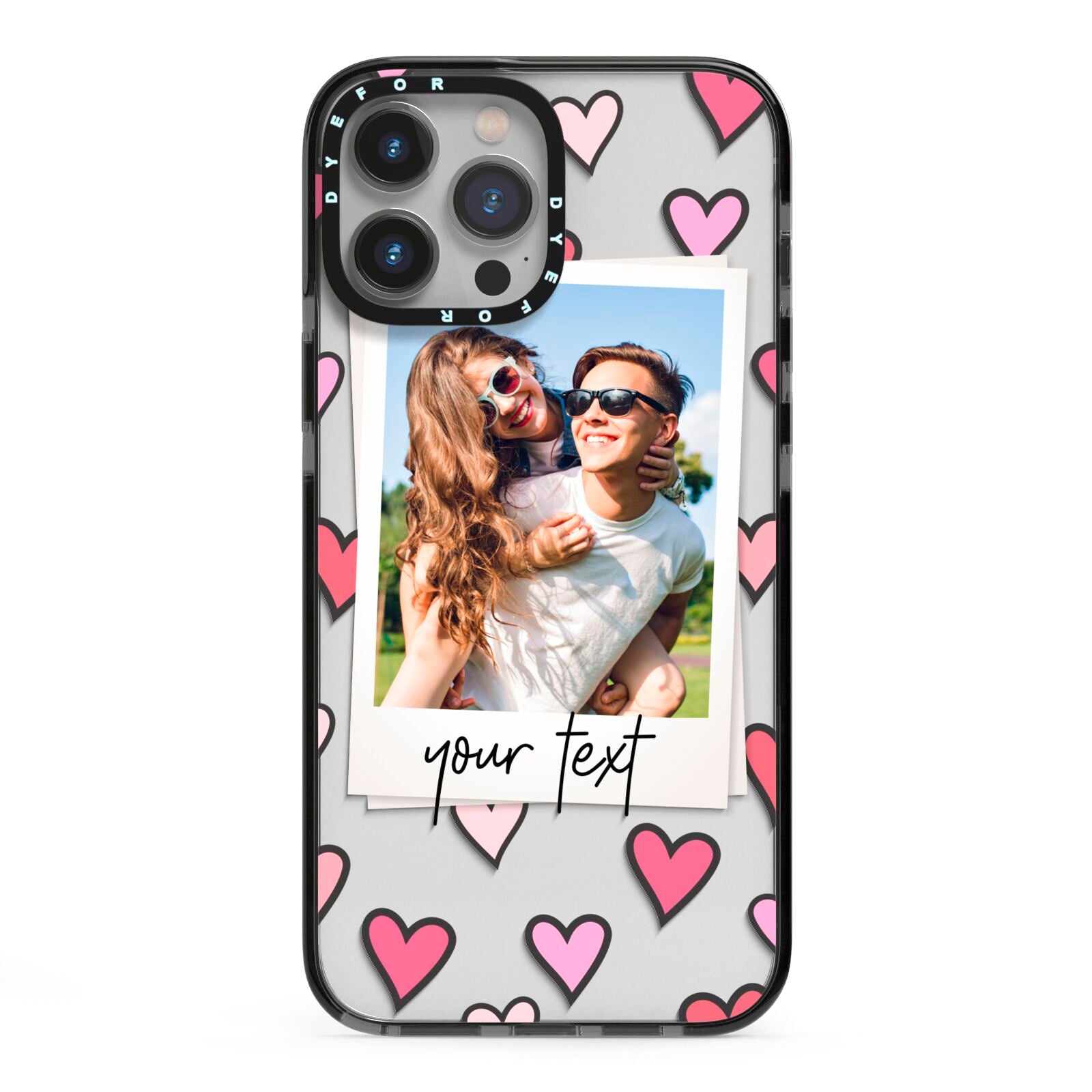 Personalised Valentine s Day Photo iPhone 13 Pro Max Black Impact Case on Silver phone