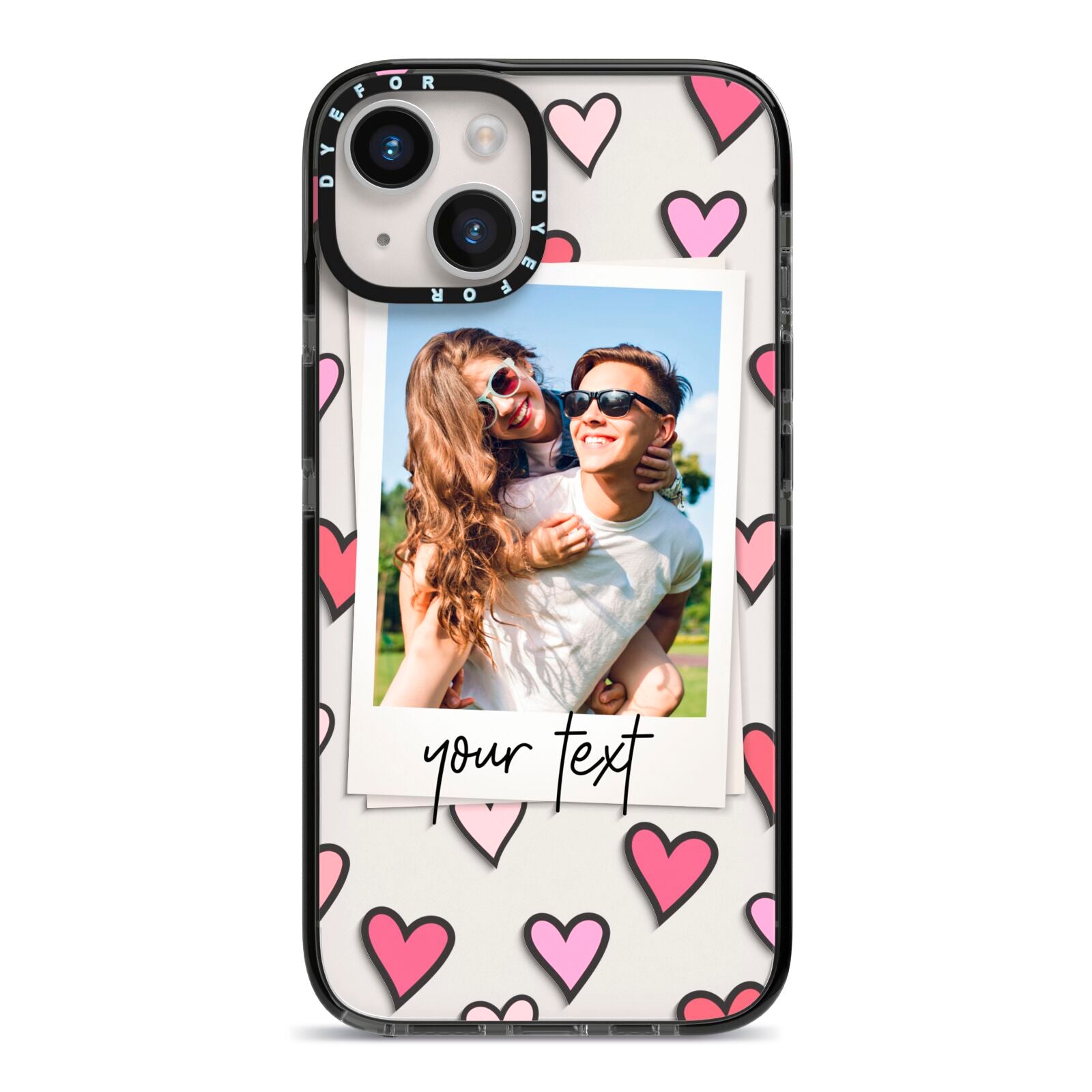 Personalised Valentine s Day Photo iPhone 14 Black Impact Case on Silver phone