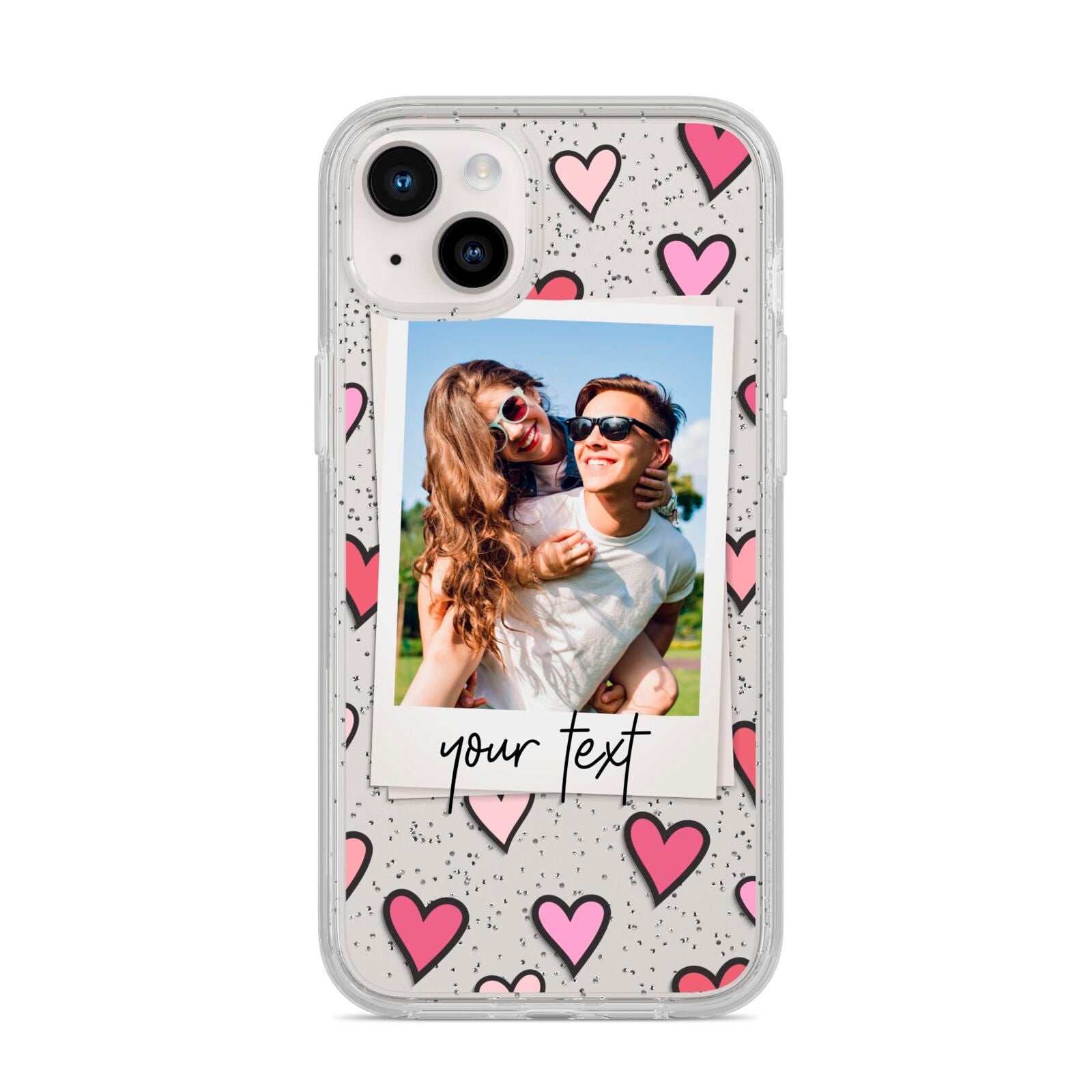 Personalised Valentine s Day Photo iPhone 14 Plus Glitter Tough Case Starlight