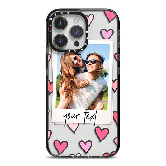 Personalised Valentine s Day Photo iPhone 14 Pro Max Black Impact Case on Silver phone