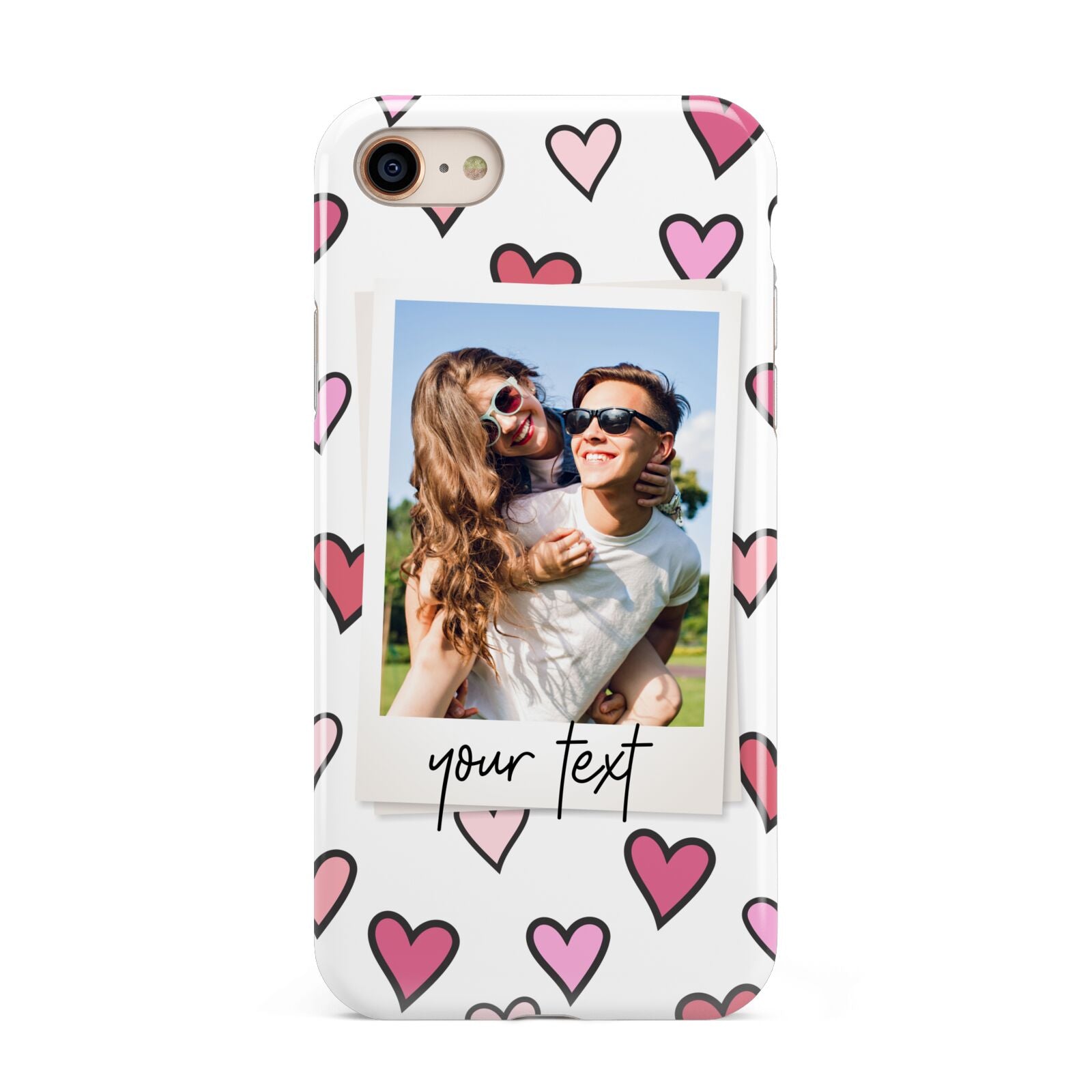 Personalised Valentine s Day Photo iPhone 8 3D Tough Case on Gold Phone