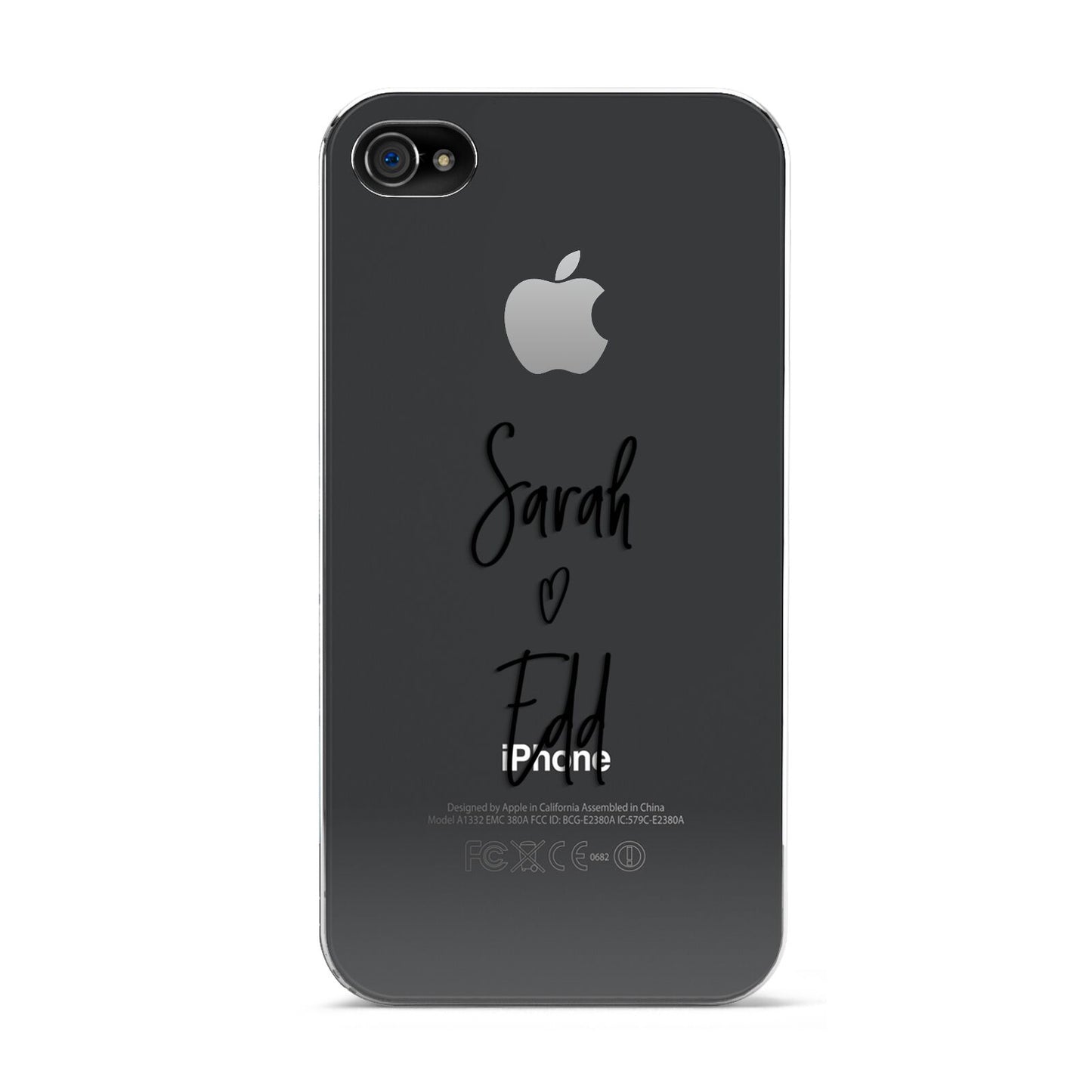 Personalised Valentines Couple Names Black Apple iPhone 4s Case