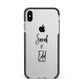 Personalised Valentines Couple Names Black Apple iPhone Xs Max Impact Case Black Edge on Silver Phone