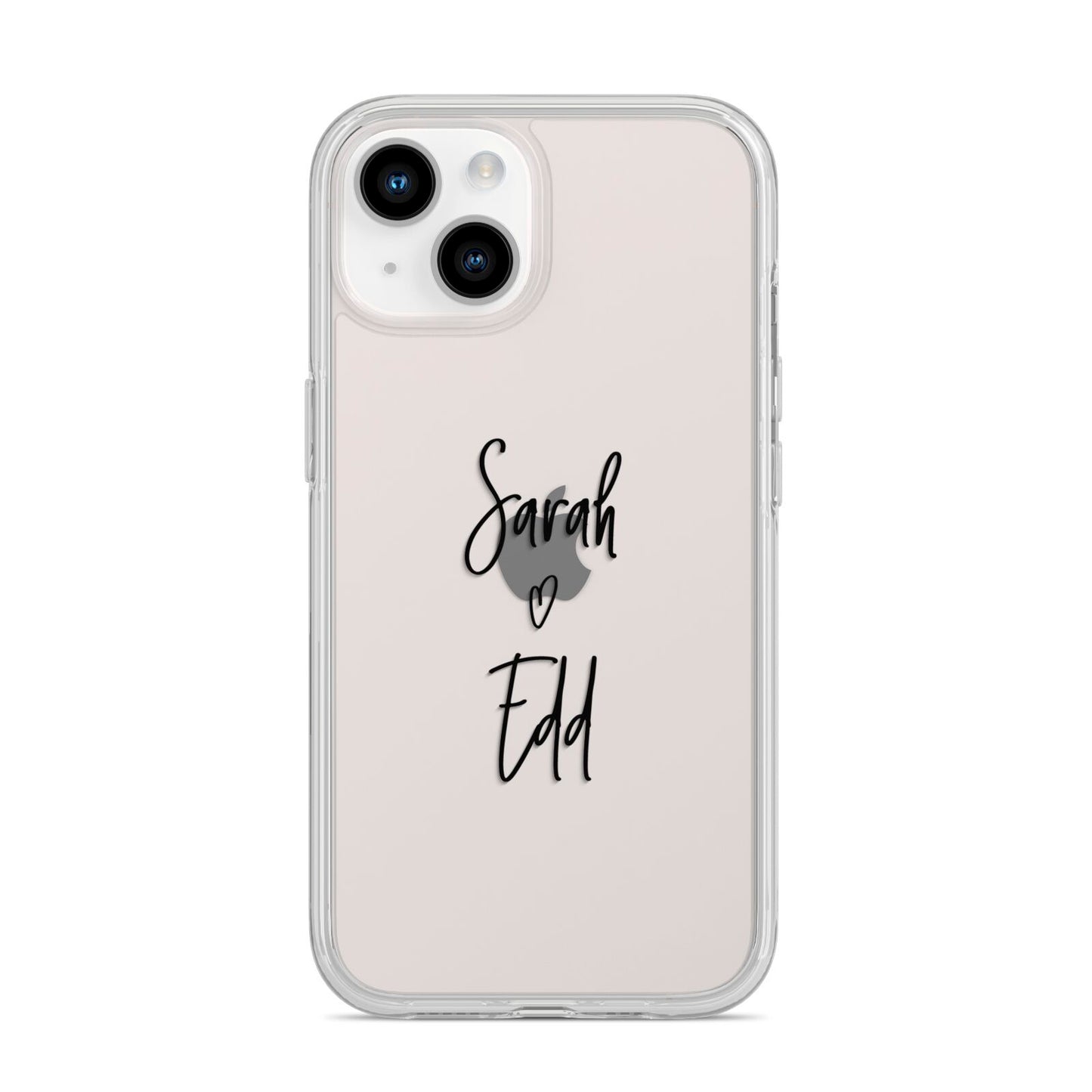 Personalised Valentines Couple Names Black iPhone 14 Clear Tough Case Starlight