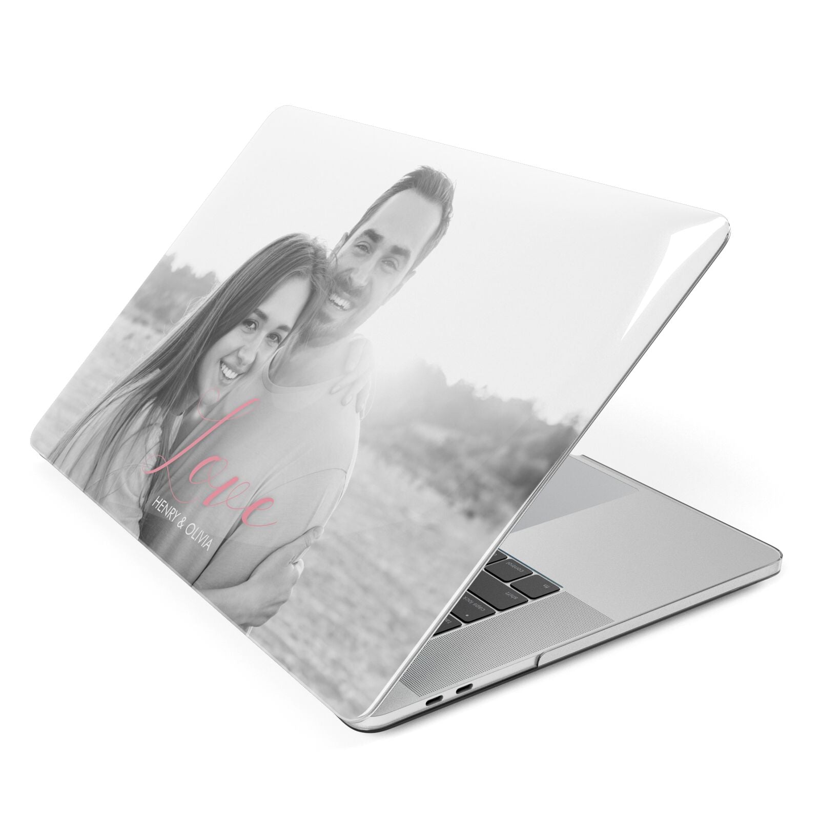 Personalised Valentines Day Photo Apple MacBook Case Side View