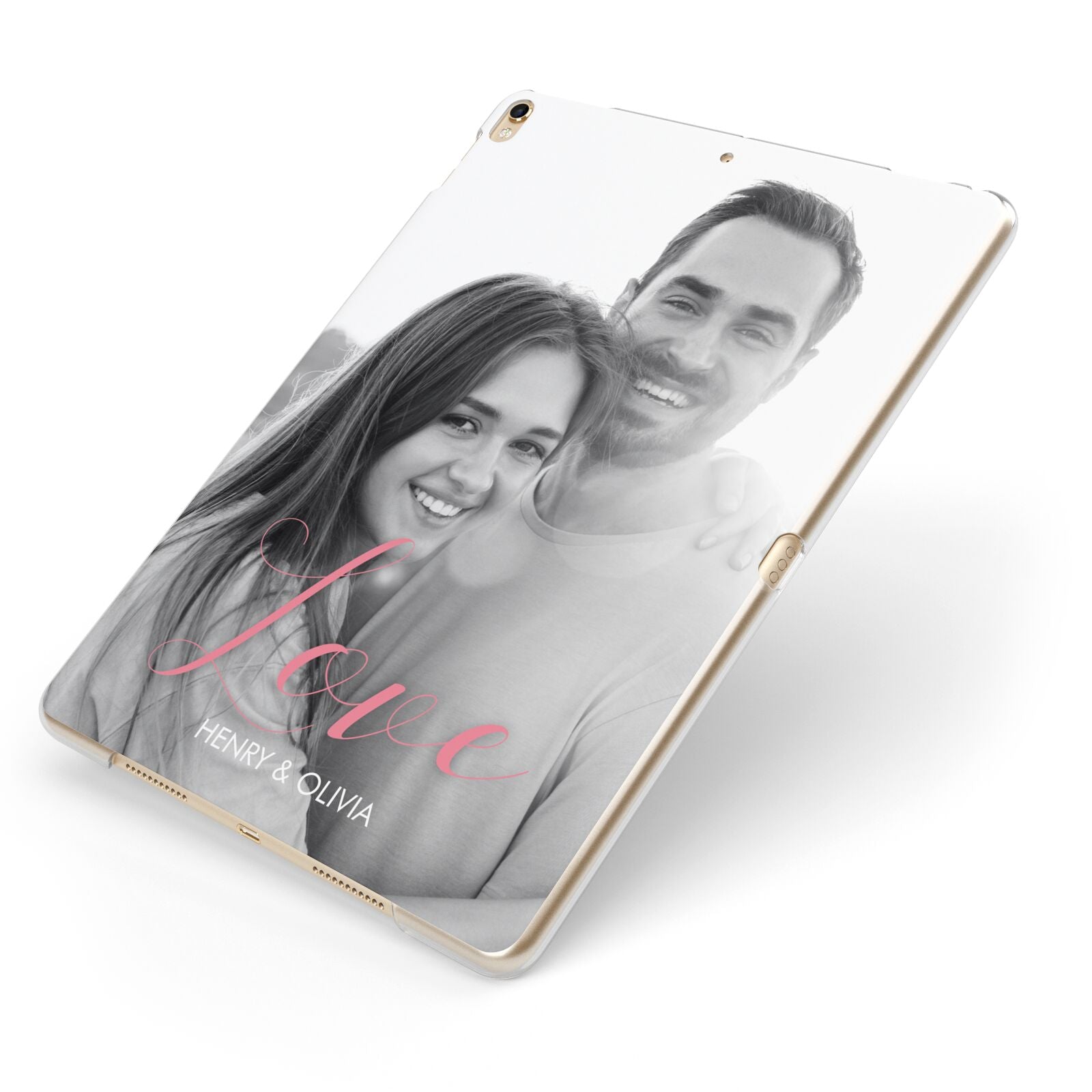 Personalised Valentines Day Photo Apple iPad Case on Gold iPad Side View