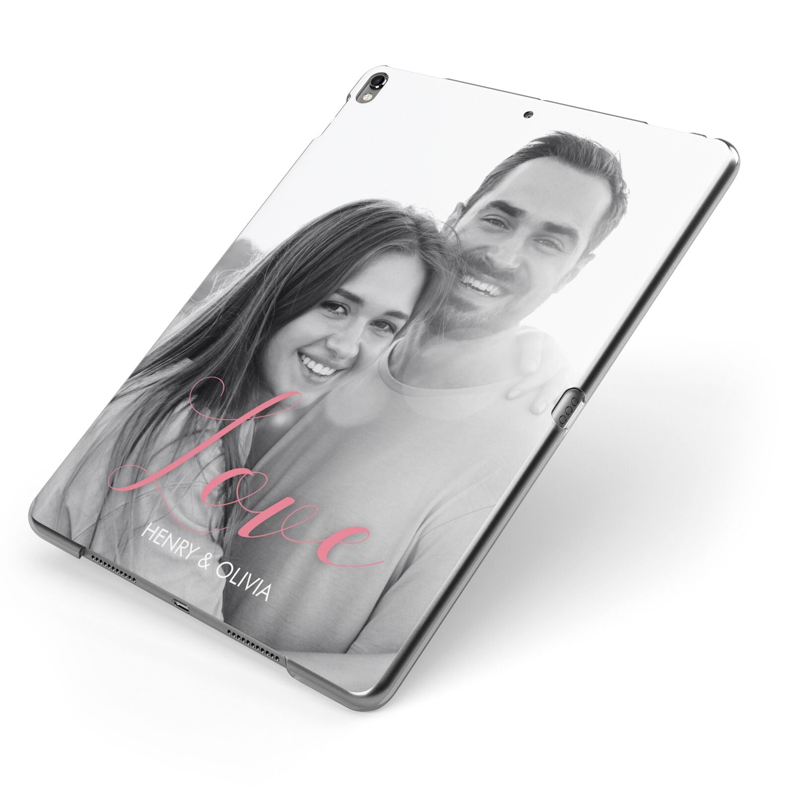 Personalised Valentines Day Photo Apple iPad Case on Grey iPad Side View
