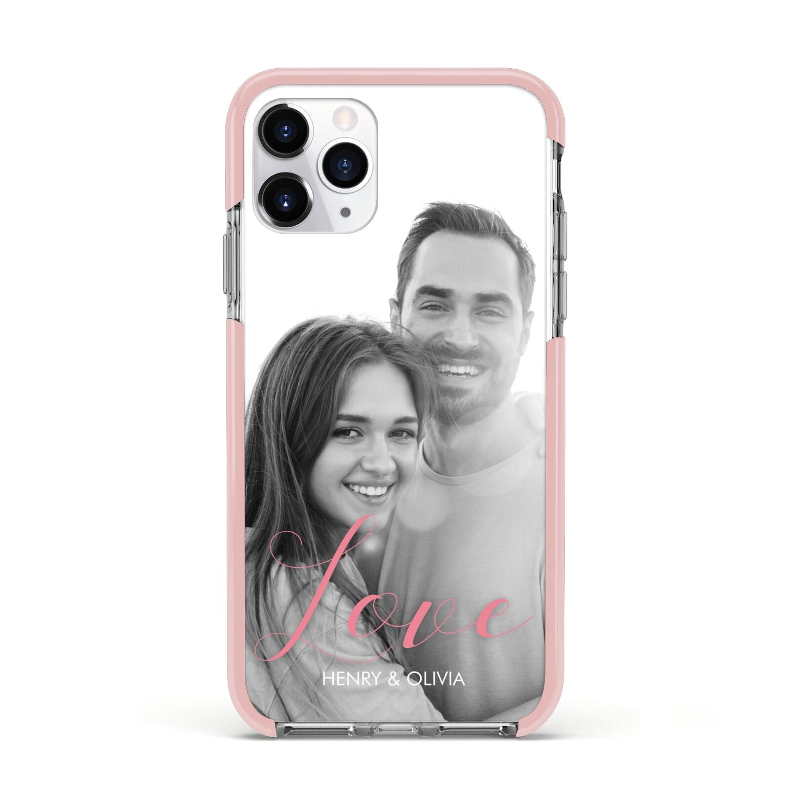 Personalised Valentines Day Photo Apple iPhone 11 Pro in Silver with Pink Impact Case