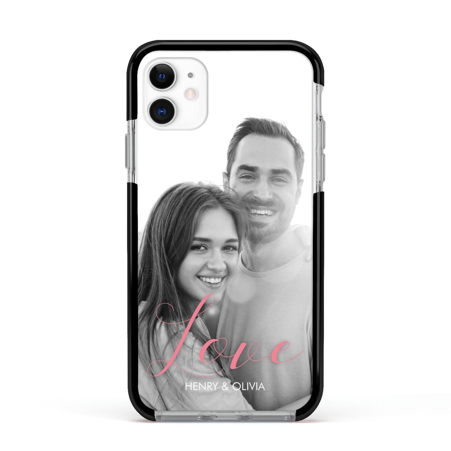 Personalised Valentines Day Photo Apple iPhone 11 in White with Black Impact Case