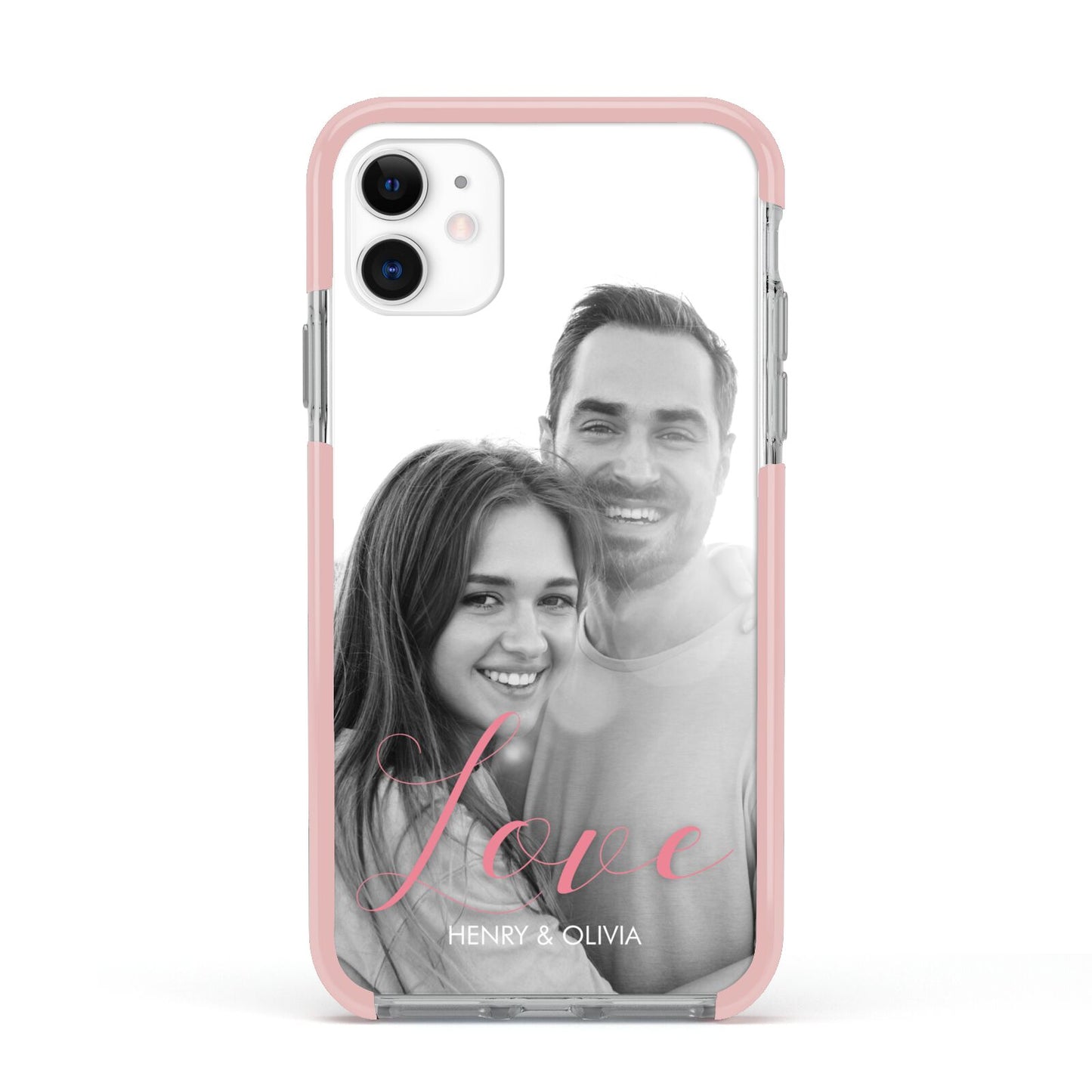 Personalised Valentines Day Photo Apple iPhone 11 in White with Pink Impact Case