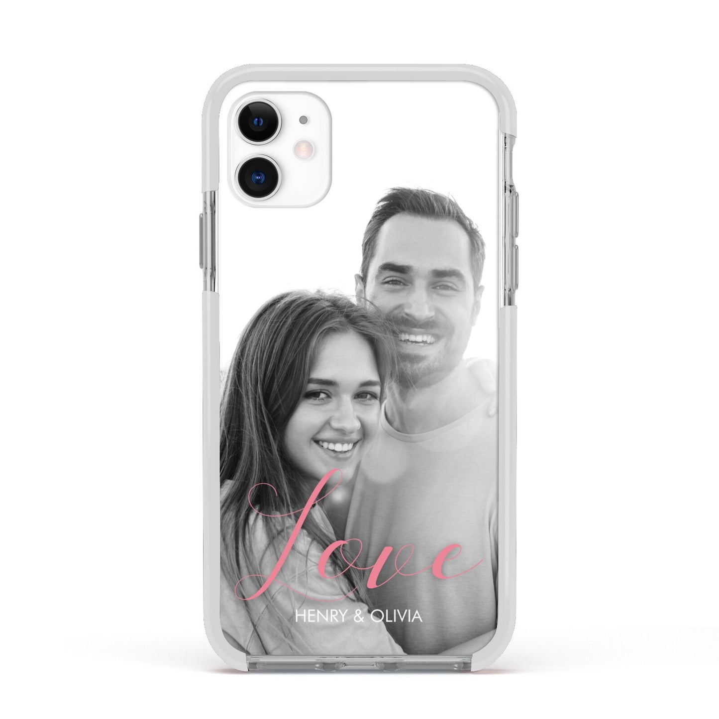 Personalised Valentines Day Photo Apple iPhone 11 in White with White Impact Case