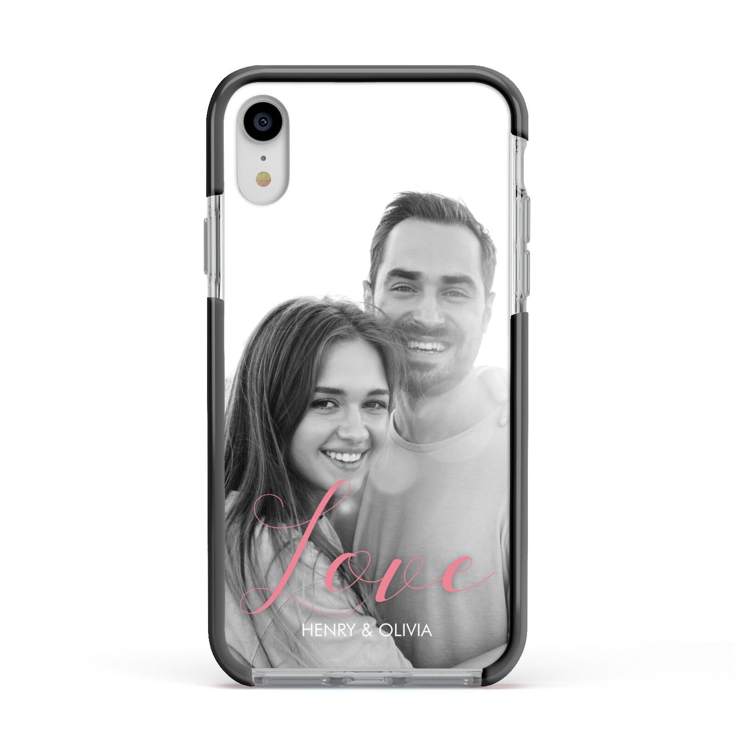 Personalised Valentines Day Photo Apple iPhone XR Impact Case Black Edge on Silver Phone