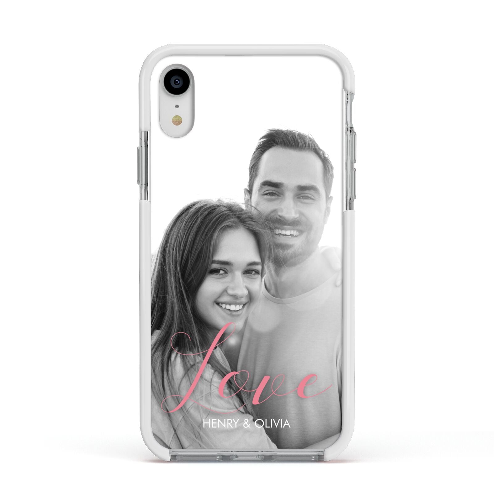 Personalised Valentines Day Photo Apple iPhone XR Impact Case White Edge on Silver Phone