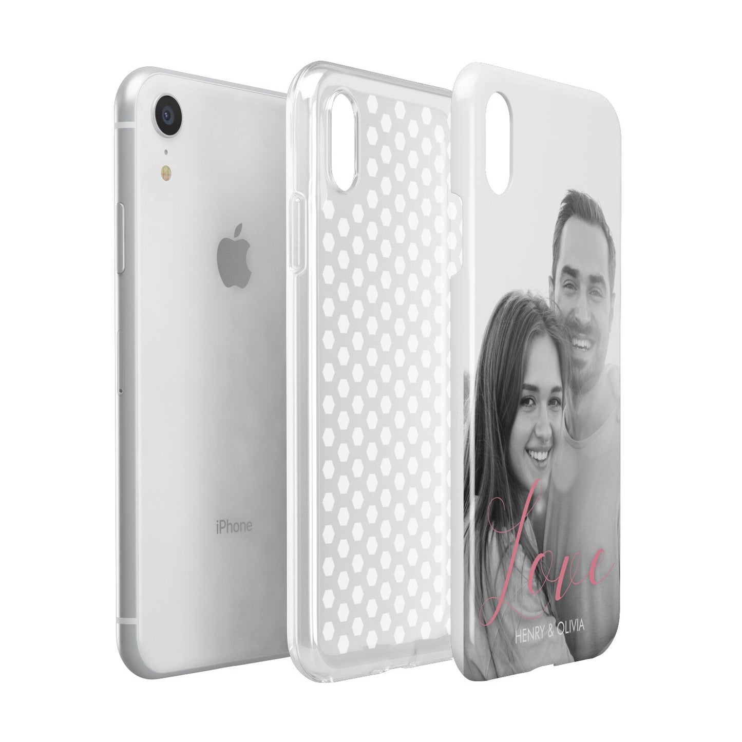 Personalised Valentines Day Photo Apple iPhone XR White 3D Tough Case Expanded view