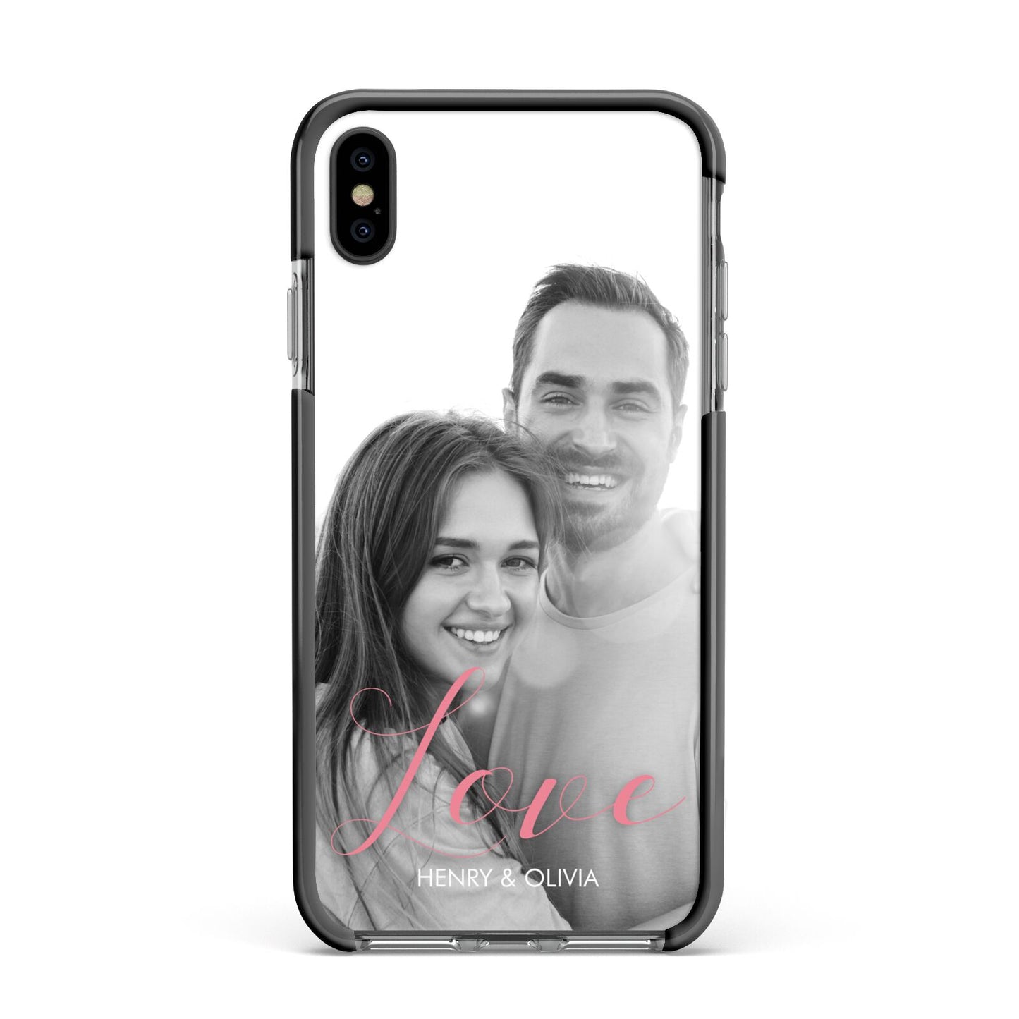 Personalised Valentines Day Photo Apple iPhone Xs Max Impact Case Black Edge on Black Phone