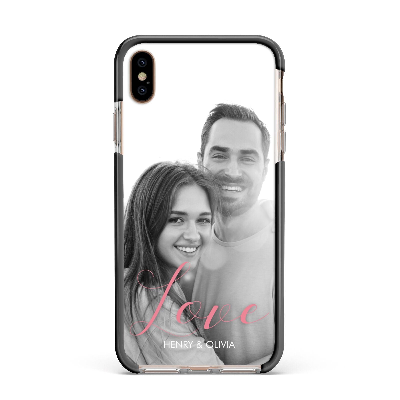 Personalised Valentines Day Photo Apple iPhone Xs Max Impact Case Black Edge on Gold Phone