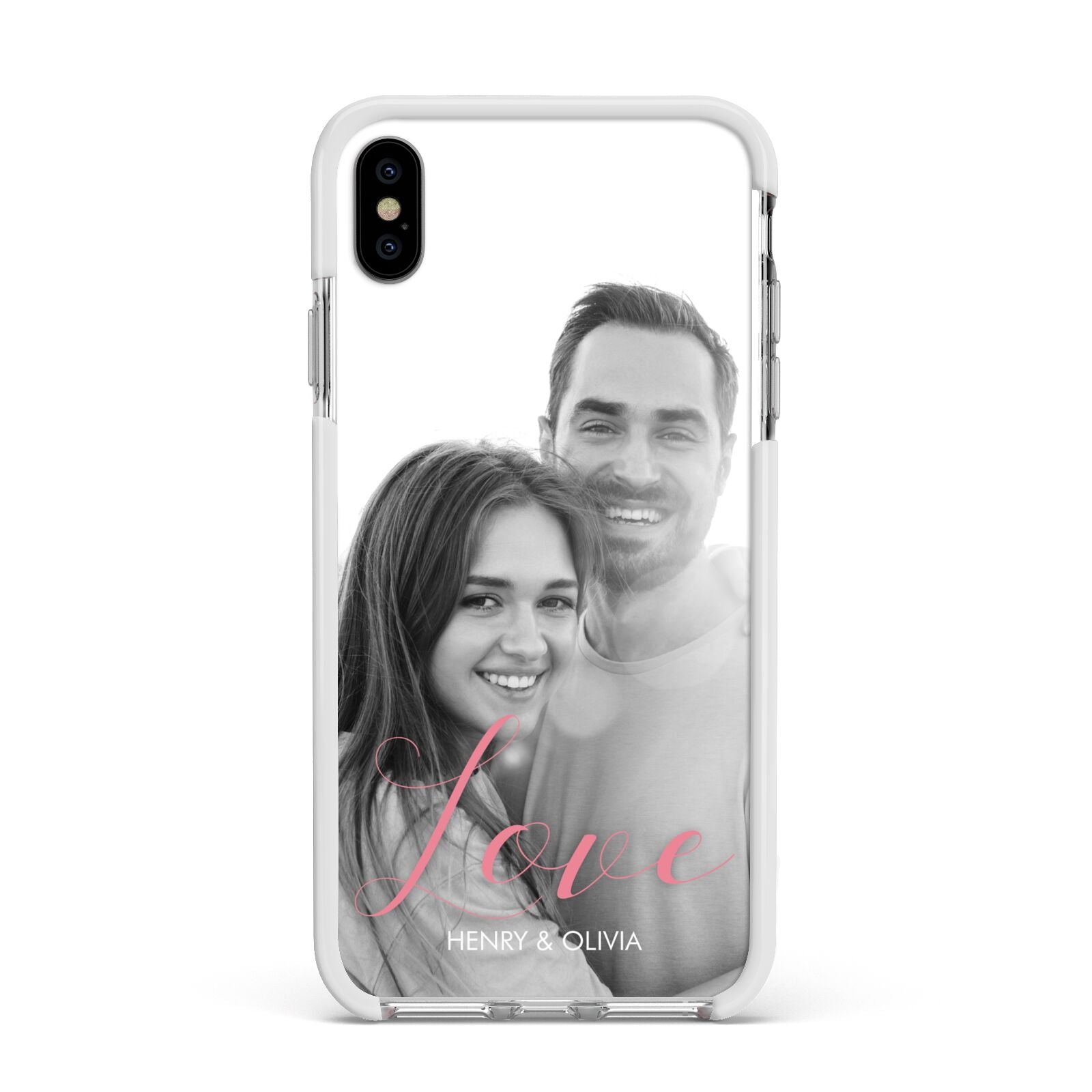 Personalised Valentines Day Photo Apple iPhone Xs Max Impact Case White Edge on Silver Phone