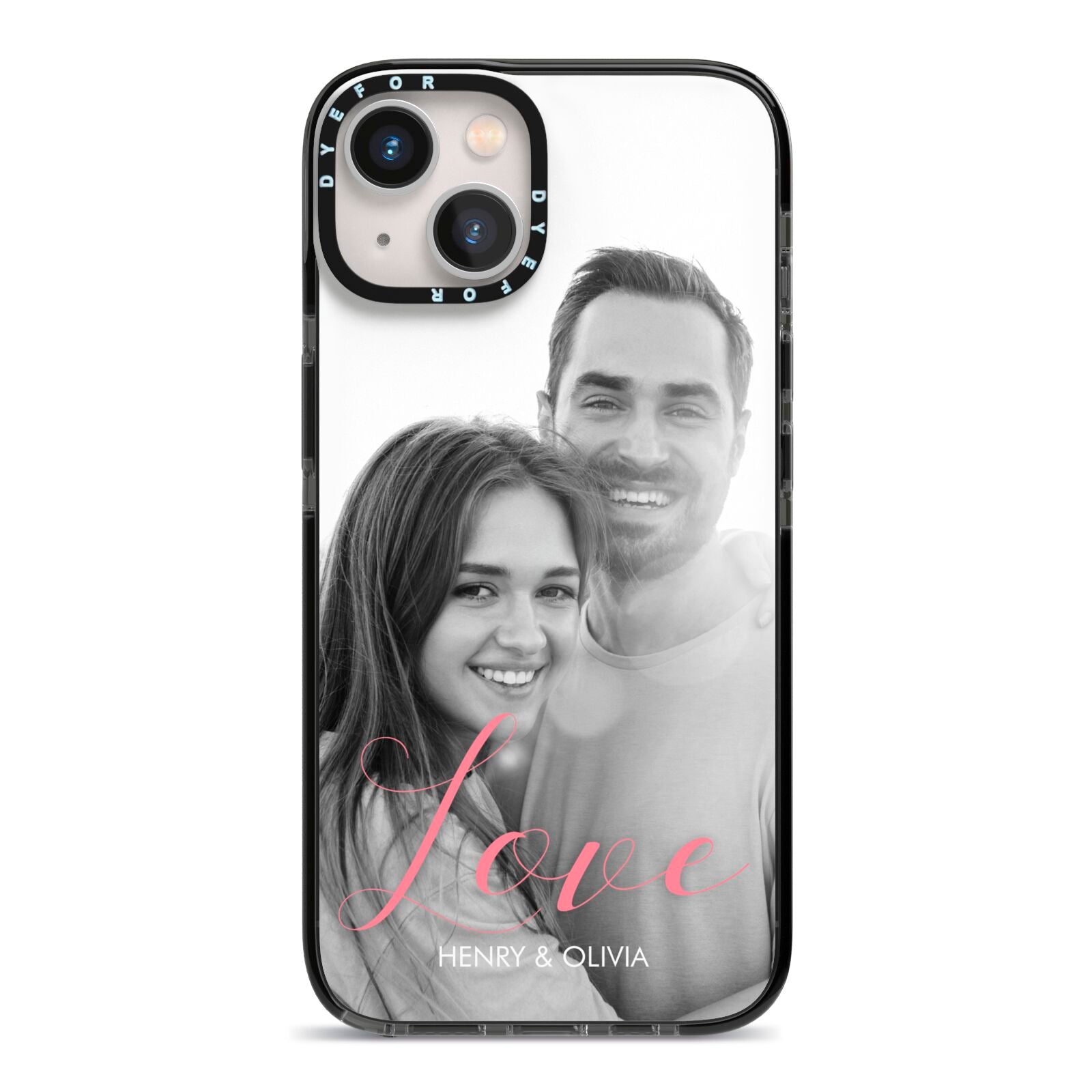 Personalised Valentines Day Photo iPhone 13 Black Impact Case on Silver phone
