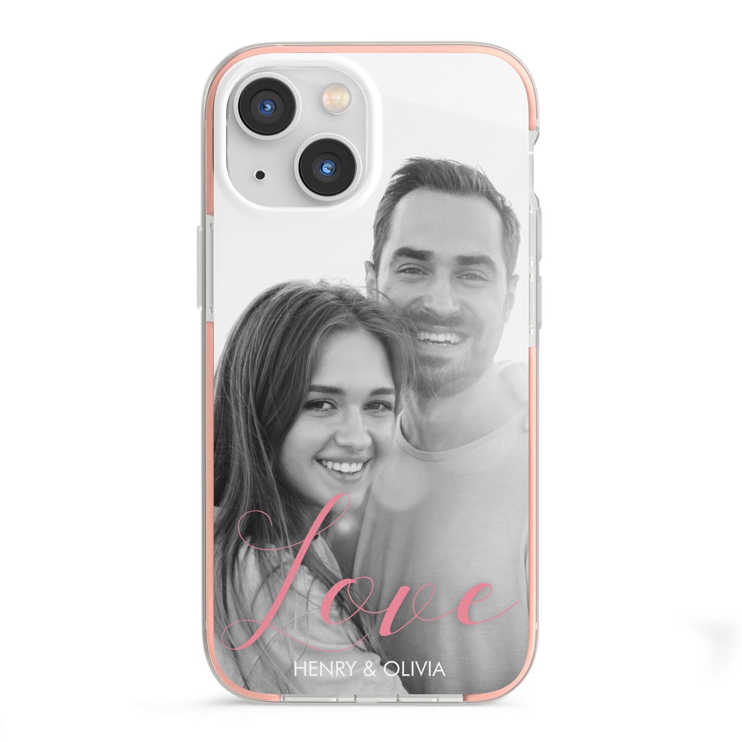 Personalised Valentines Day Photo iPhone 13 Mini TPU Impact Case with Pink Edges