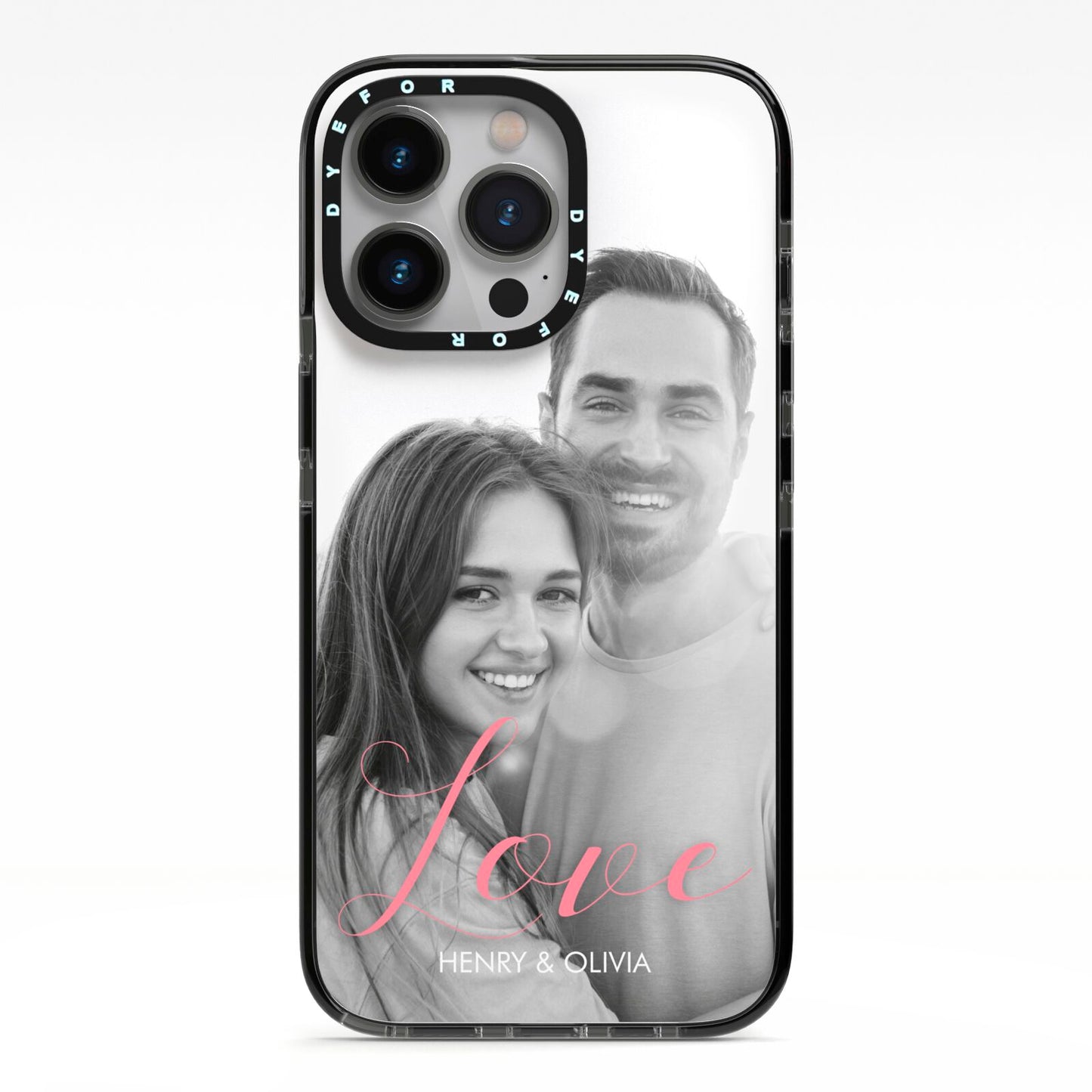 Personalised Valentines Day Photo iPhone 13 Pro Black Impact Case on Silver phone