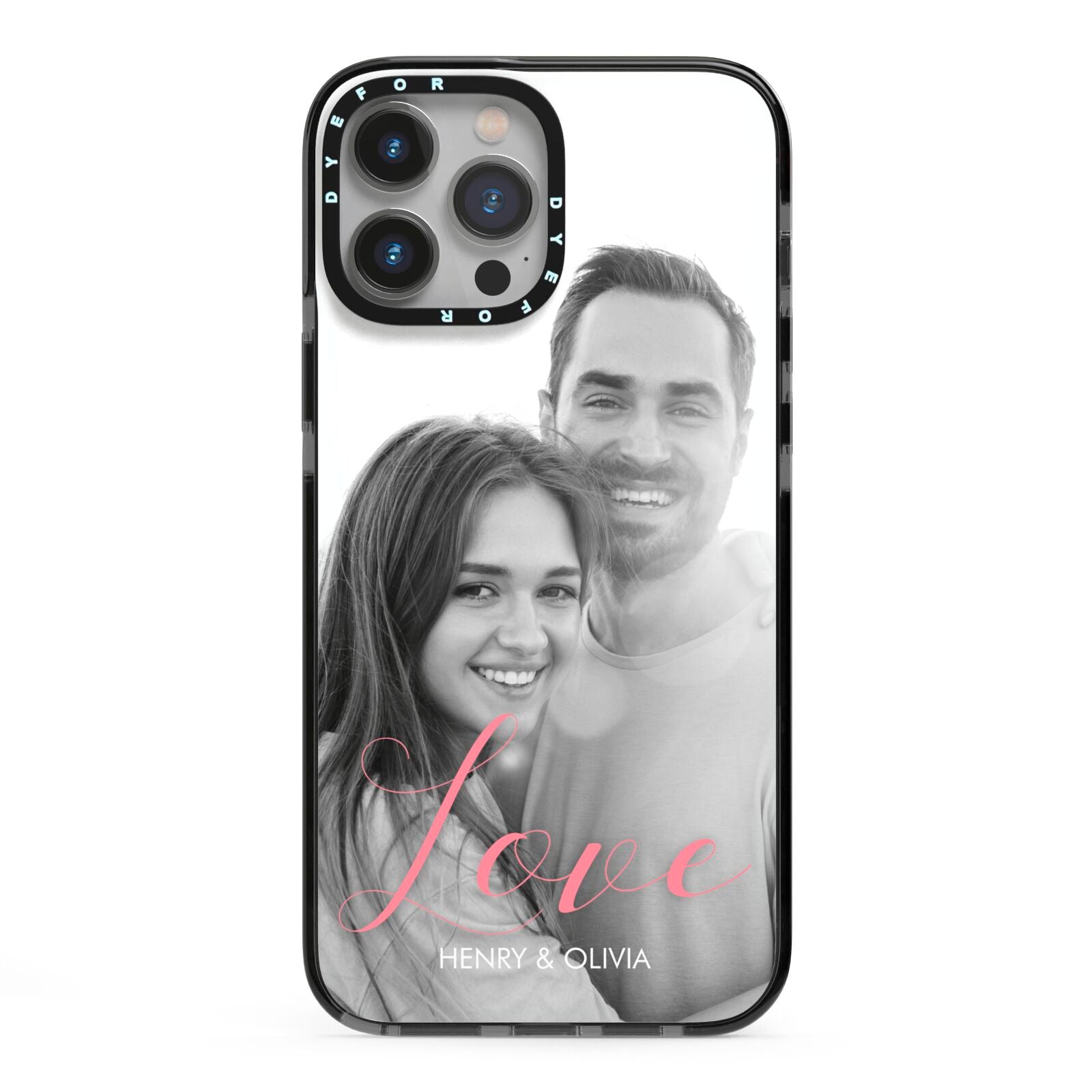 Personalised Valentines Day Photo iPhone 13 Pro Max Black Impact Case on Silver phone