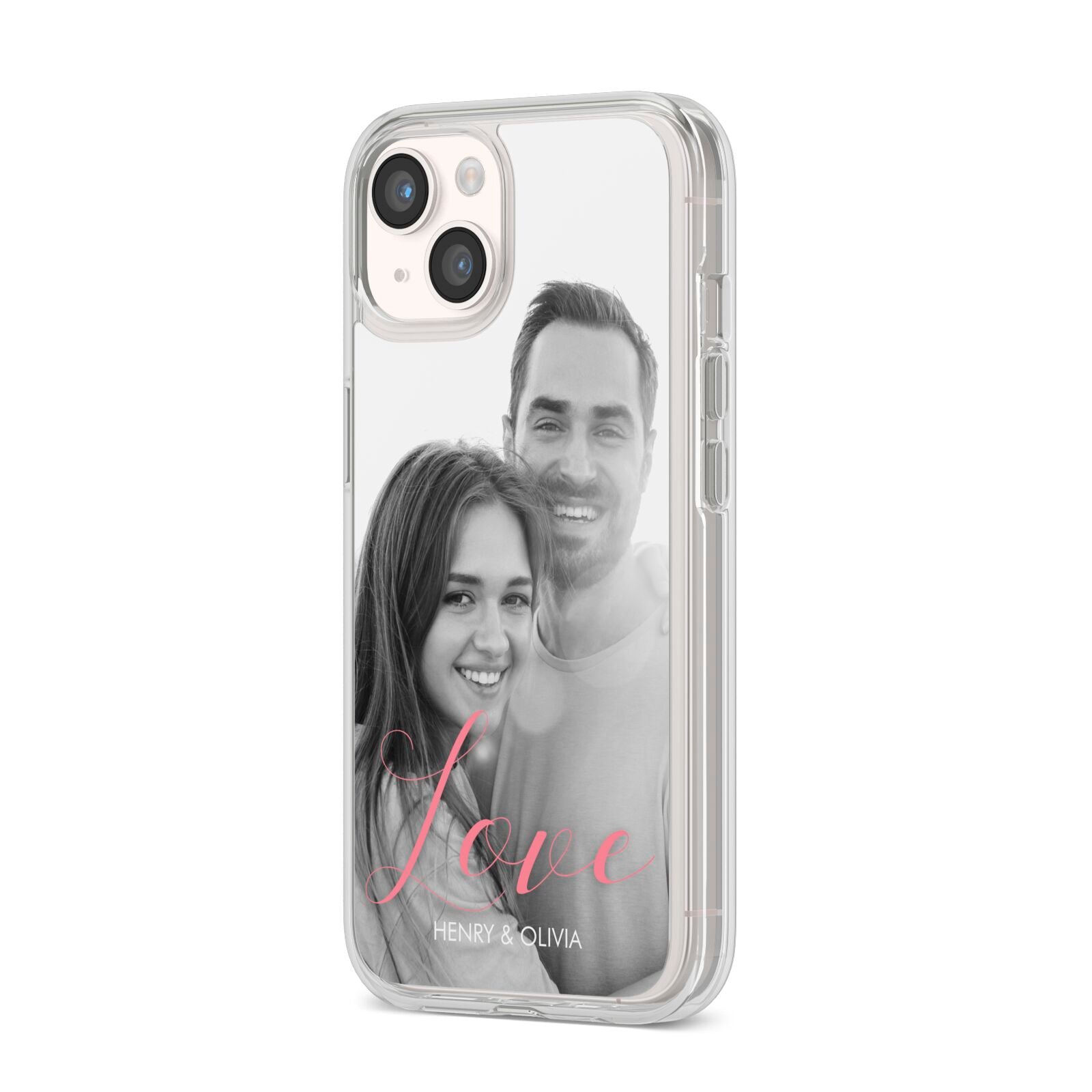 Personalised Valentines Day Photo iPhone 14 Clear Tough Case Starlight Angled Image