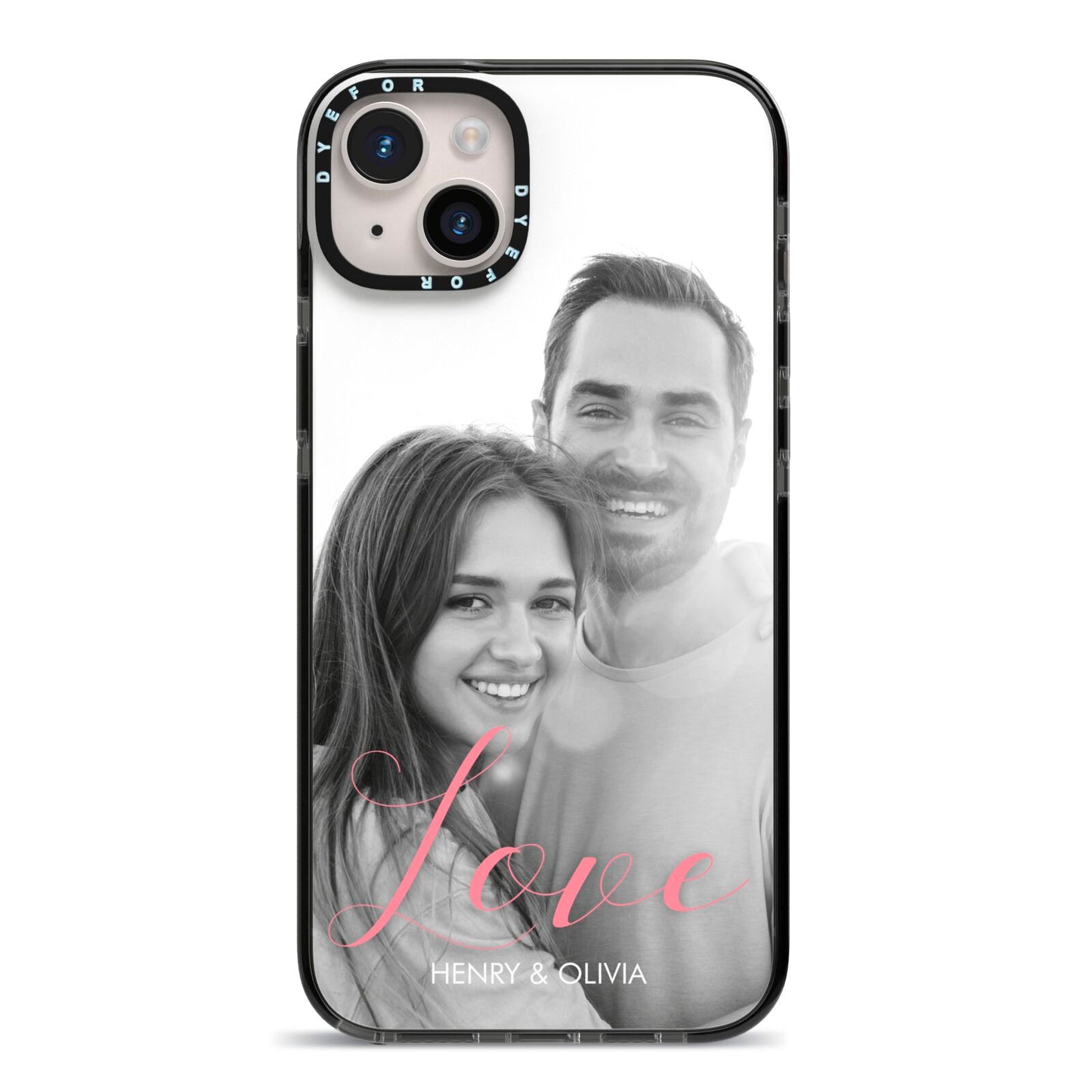 Personalised Valentines Day Photo iPhone 14 Plus Black Impact Case on Silver phone