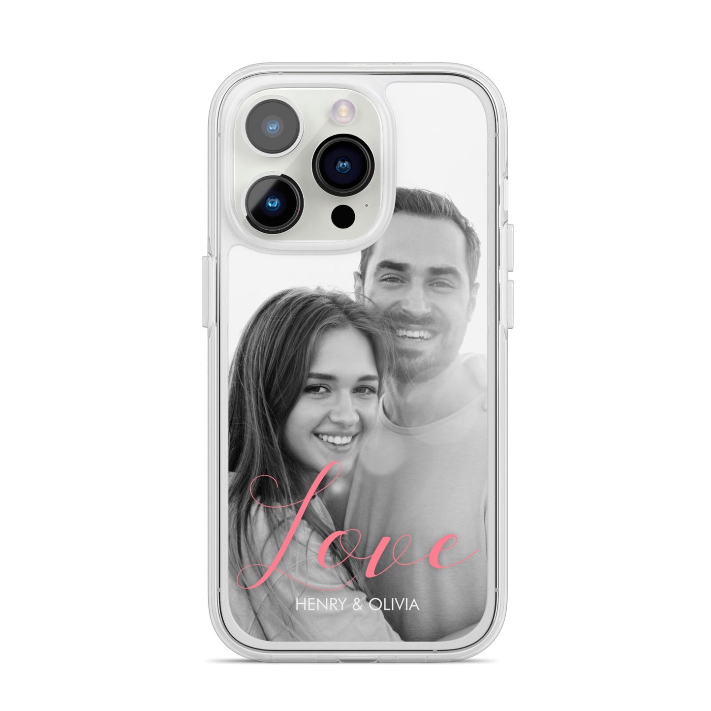 Personalised Valentines Day Photo iPhone 14 Pro Clear Tough Case Silver