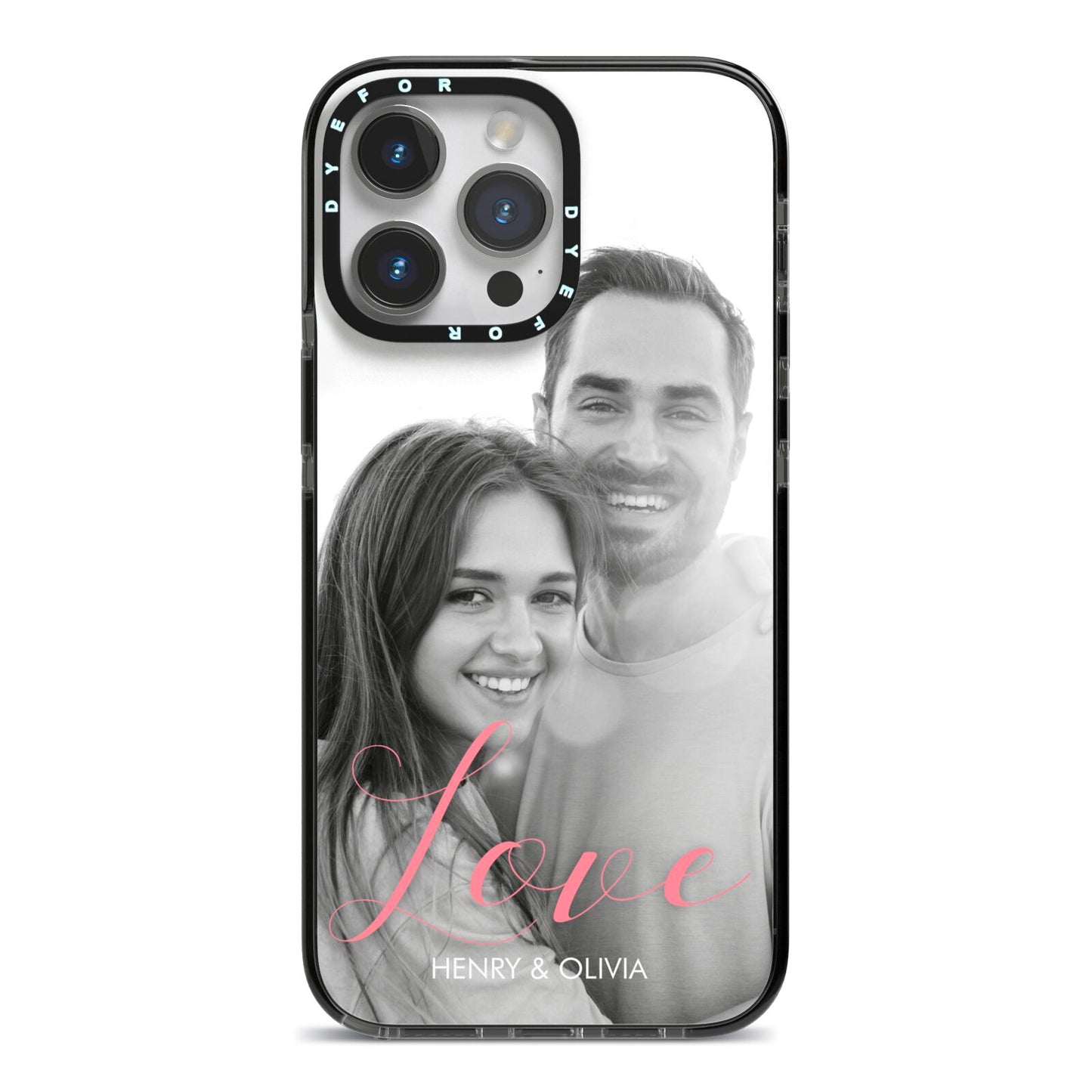 Personalised Valentines Day Photo iPhone 14 Pro Max Black Impact Case on Silver phone