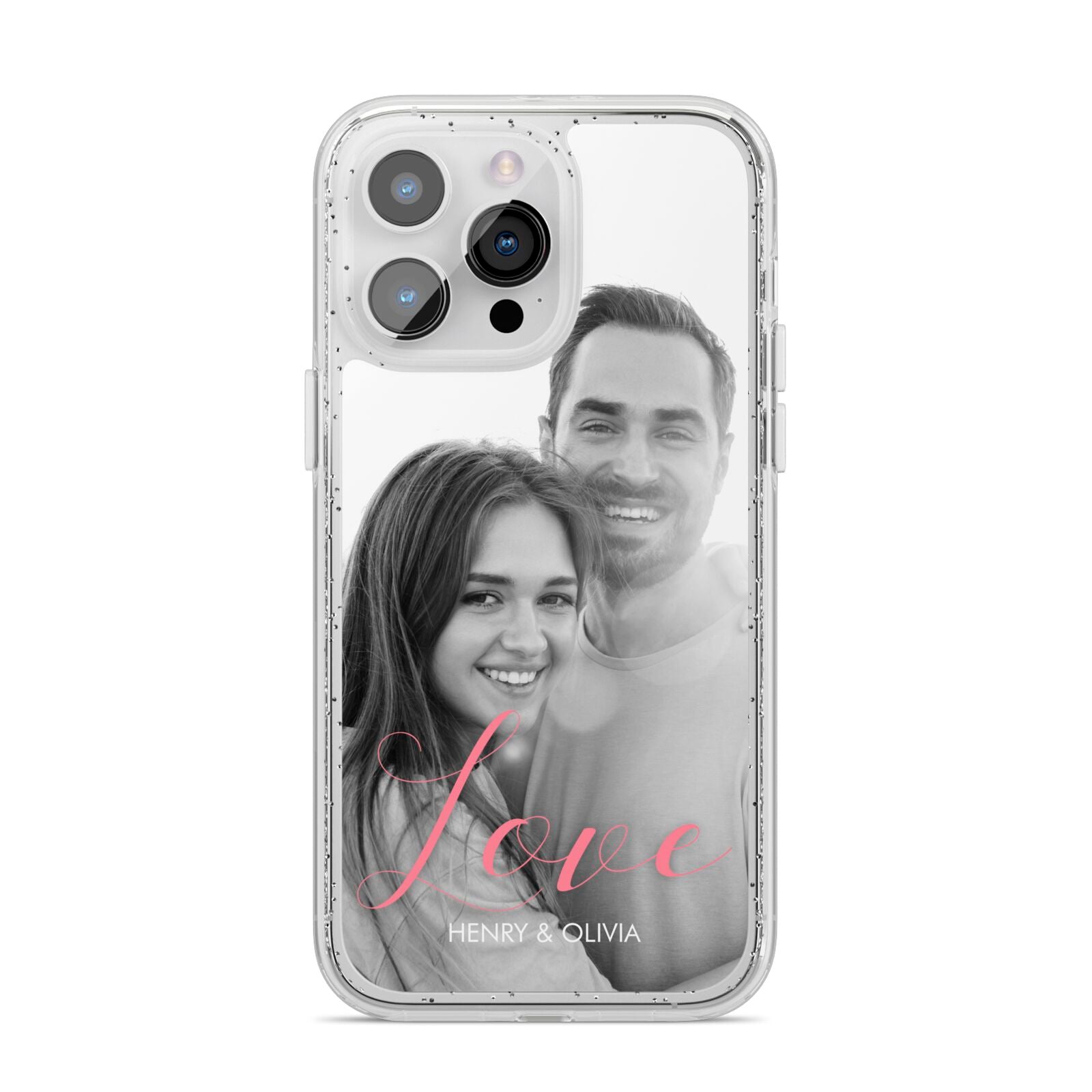 Personalised Valentines Day Photo iPhone 14 Pro Max Glitter Tough Case Silver