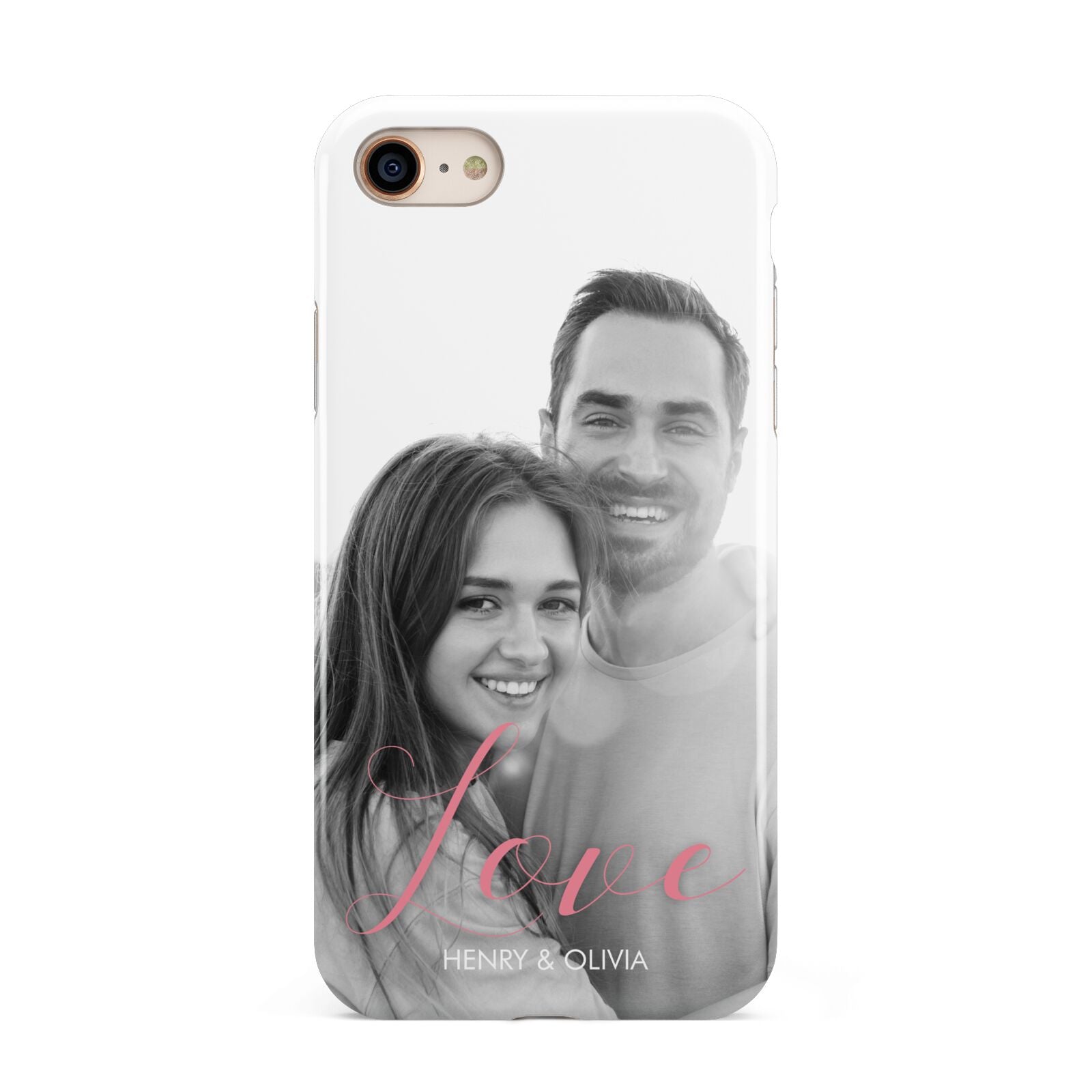 Personalised Valentines Day Photo iPhone 8 3D Tough Case on Gold Phone