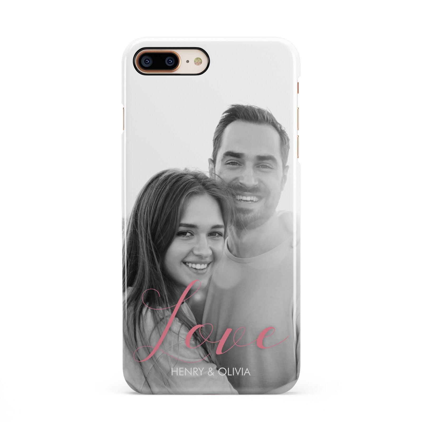 Personalised Valentines Day Photo iPhone 8 Plus 3D Snap Case on Gold Phone
