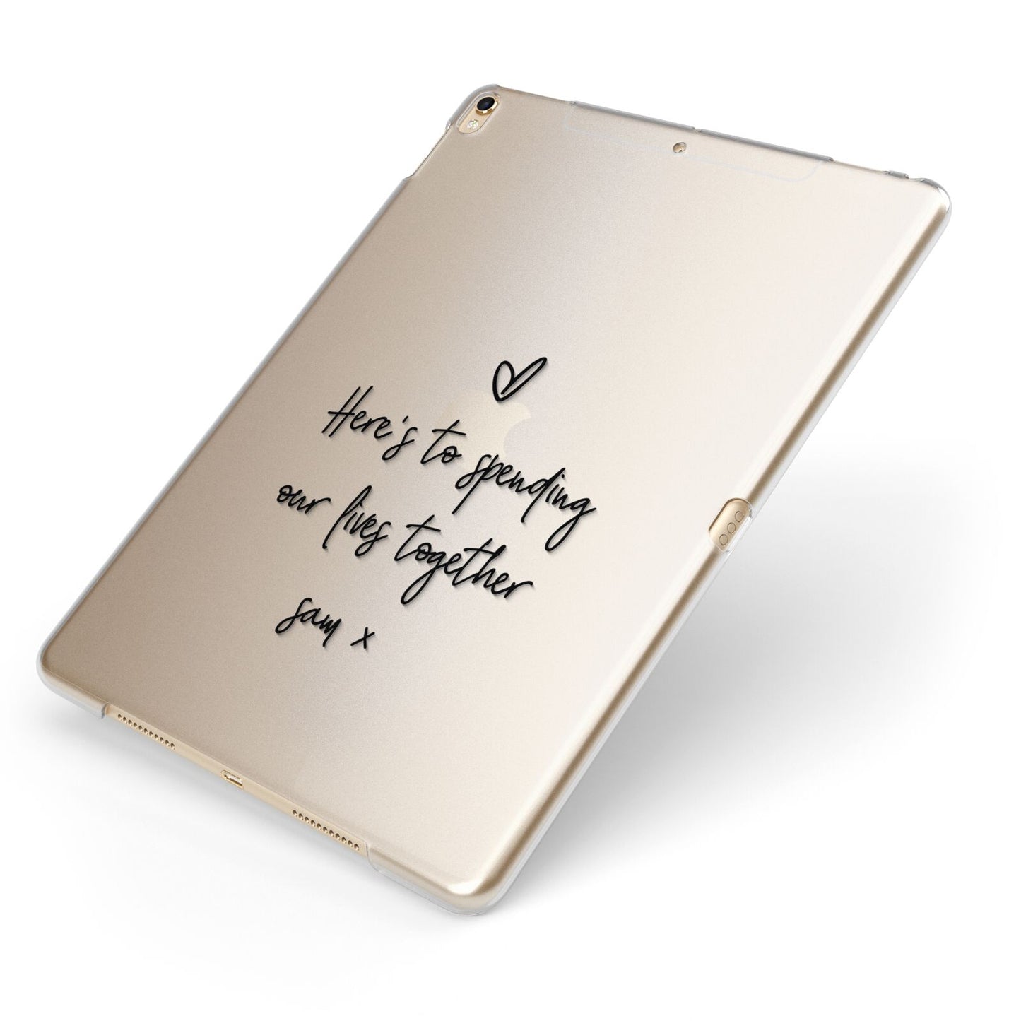Personalised Valentines Message Name Black Apple iPad Case on Gold iPad Side View