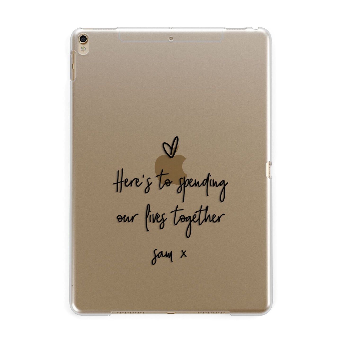 Personalised Valentines Message Name Black Apple iPad Gold Case
